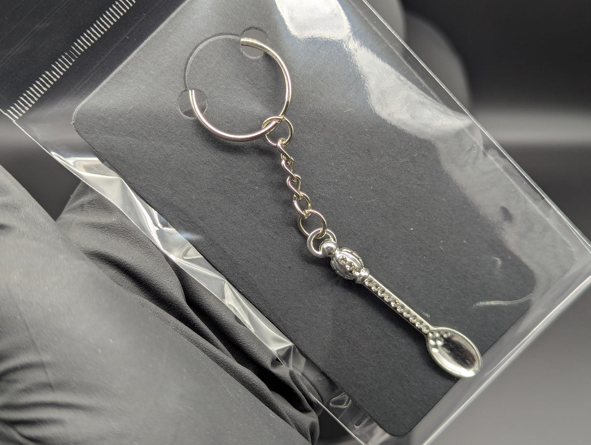 Silver Bling Mini Magic Powder Spoon Keyring