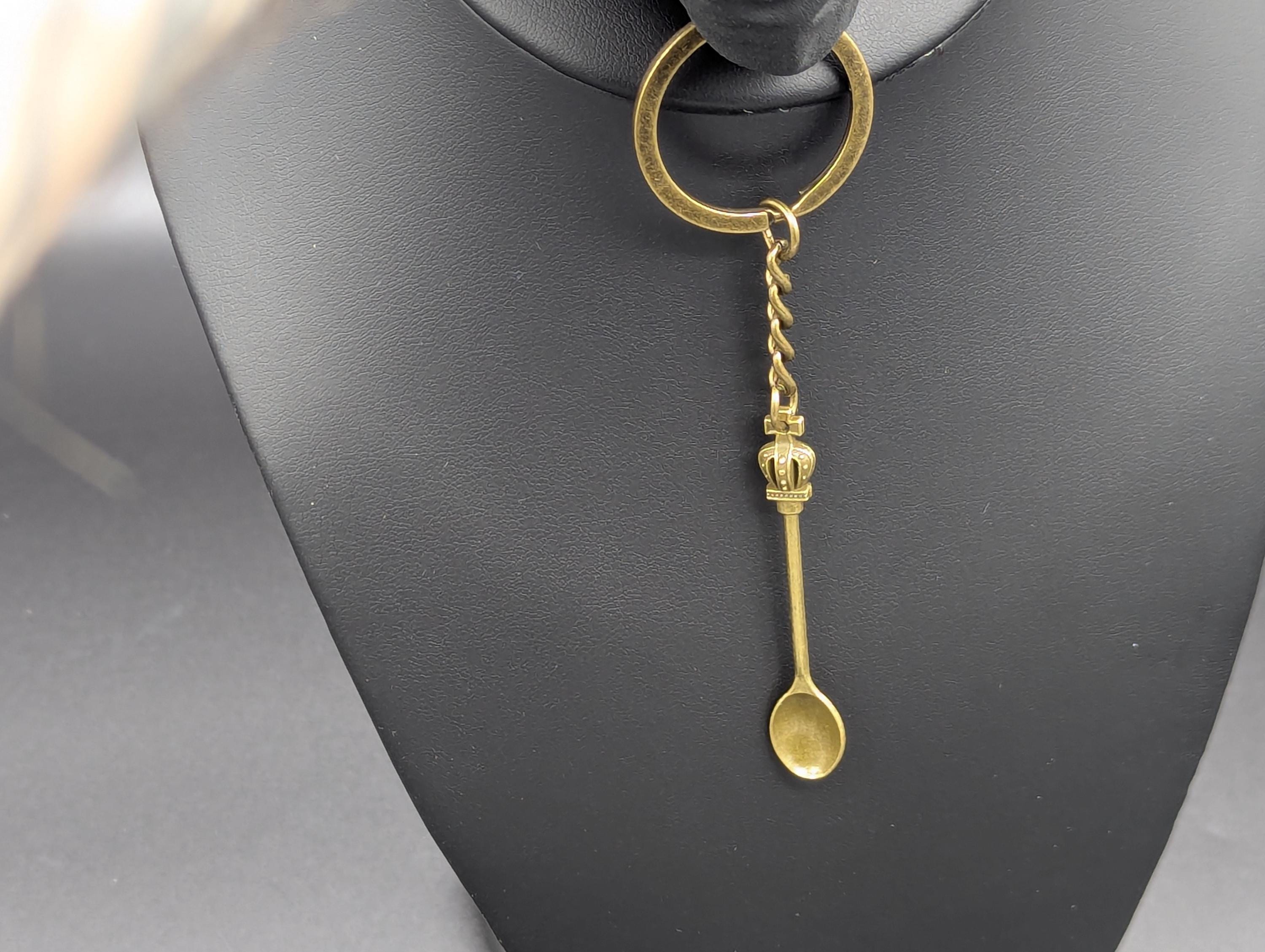 Antiqued Bronze Style Mini Spoon Keyring