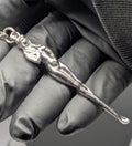 Chrome Silver Finished Alloy Retro Burlesque Risque Nudie Girl Spoon Keyring