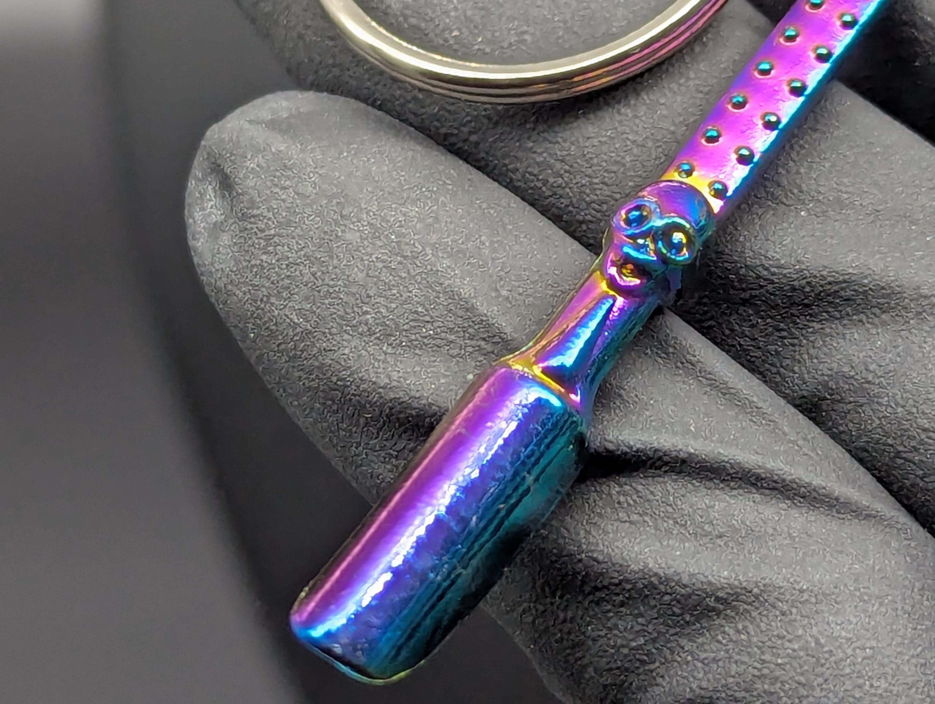 Rainbow Titanium Bling Skull Magic Spell Ash Ritual Spoon Keyring