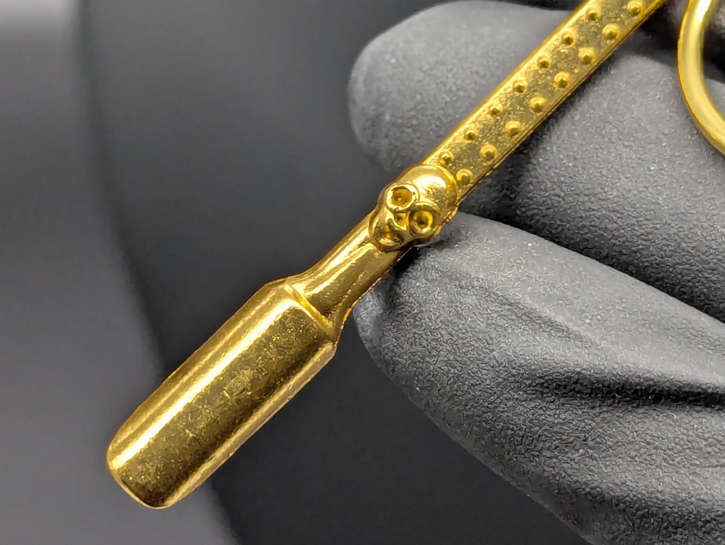 Gold Bling Skull Magic Spell Ash Ritual Spoon Keyring