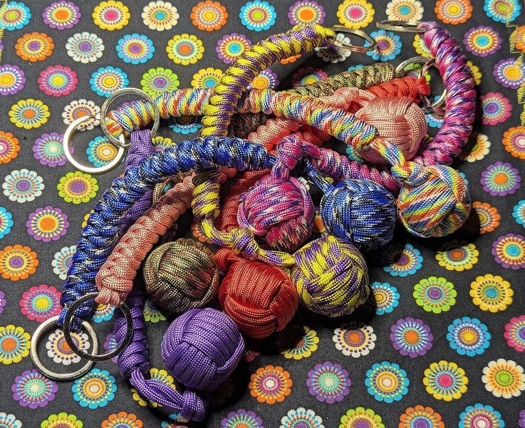 3 Oz Rainbow Paracord Monkey Fist Keyring