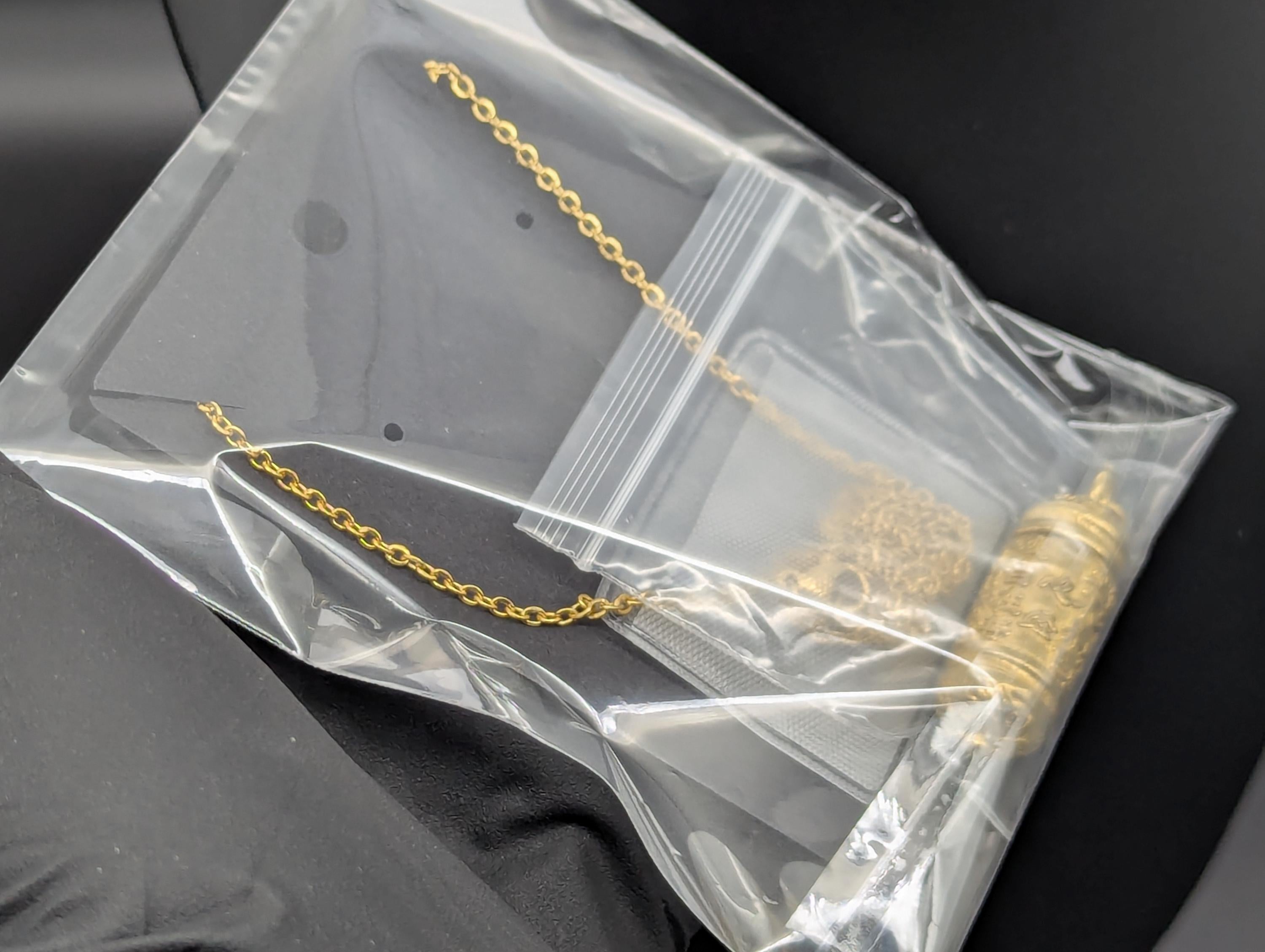 Golden Chalice Powder Spell Spoon Mother Nature Pendant w/ Matching 21" Chain & Ornate Brass Magic Ash Urn Buddha Screw Top Jar