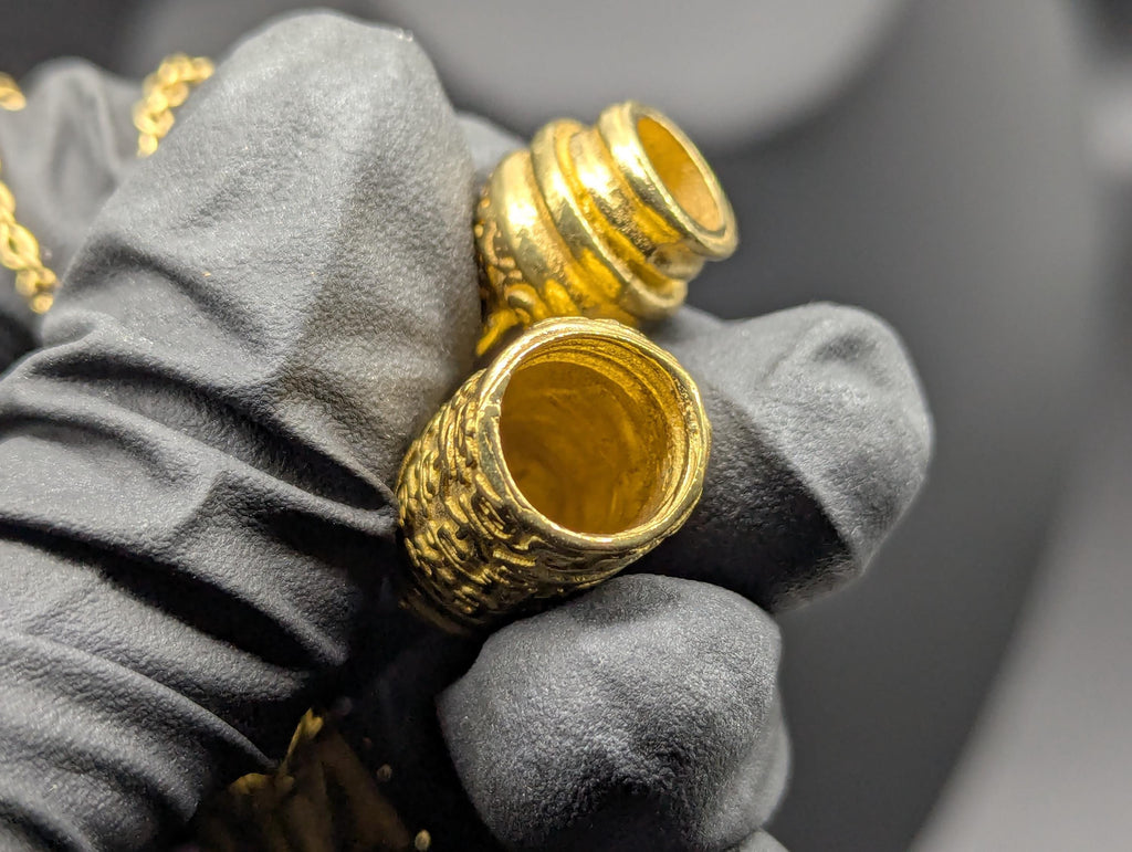 Golden Chalice Powder Spell Spoon Mother Nature Pendant w/ Matching 21" Chain & Ornate Brass Magic Ash Urn Buddha Screw Top Jar