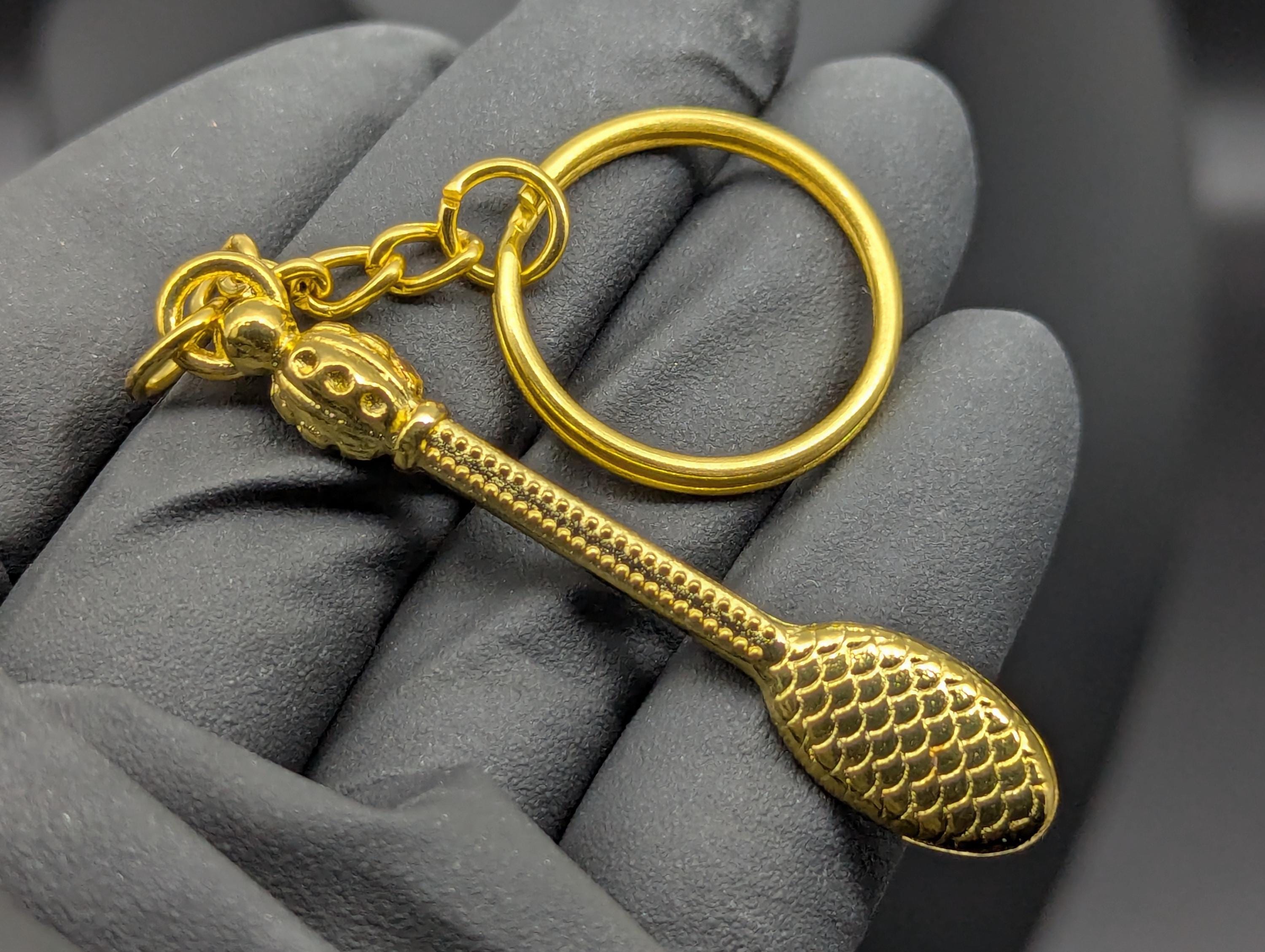 Gold Bling Mini Magic Powder Spoon Keyring