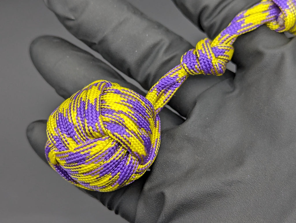 3 Oz Yellow & Purple Paracord Monkey Fist Keyring