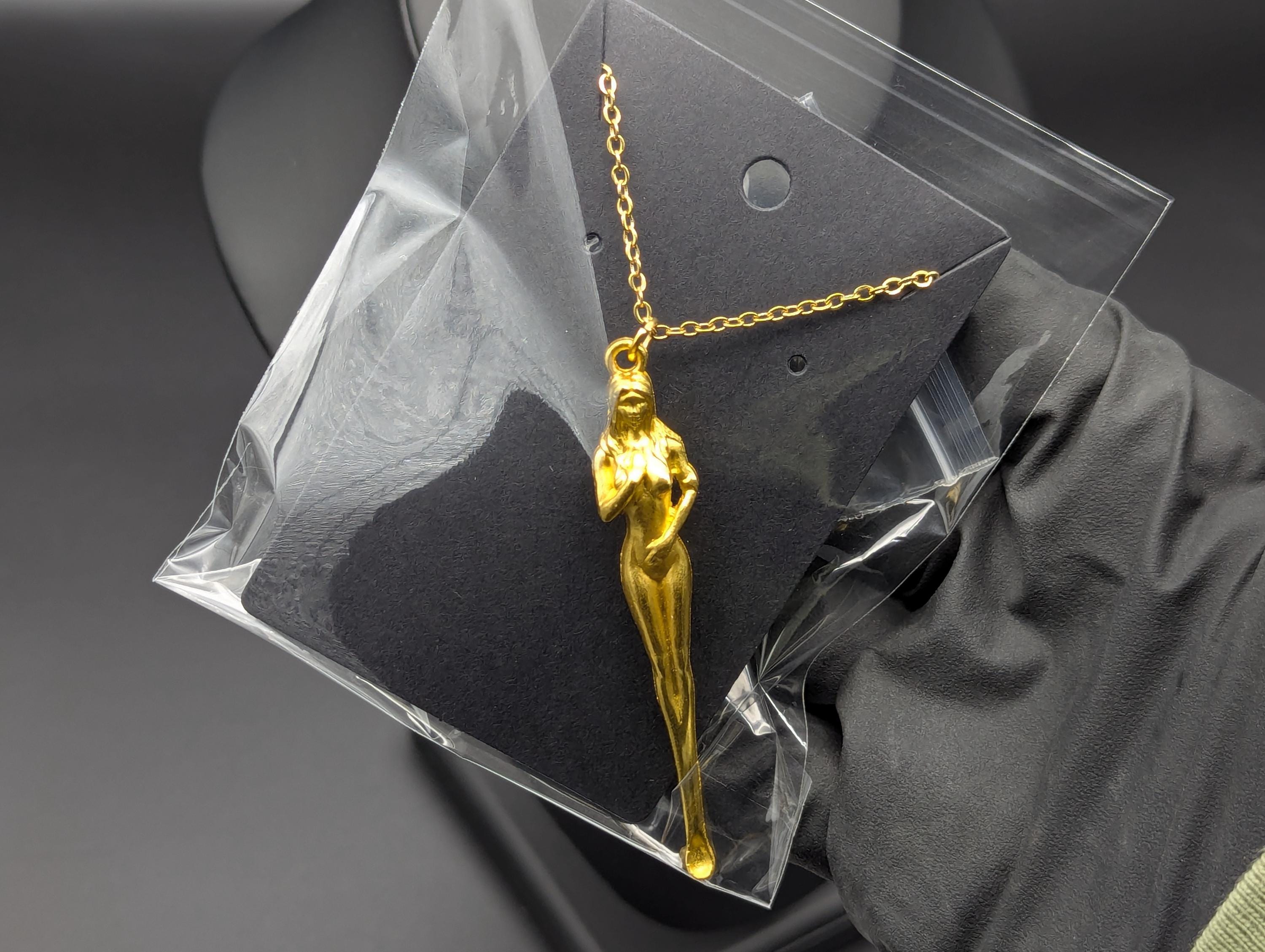 Gold Toned Powder Spell Spoon Mother Nature Pendant w/ Matching 22" Chain & Ornate Brass Magic Urn Screw Top Jar