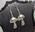 Mushroom Silver Finish Dangling Hook Earrings