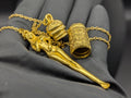 Golden Chalice Powder Spell Spoon Mother Nature Pendant w/ Matching 21" Chain & Ornate Brass Magic Ash Urn Buddha Screw Top Jar