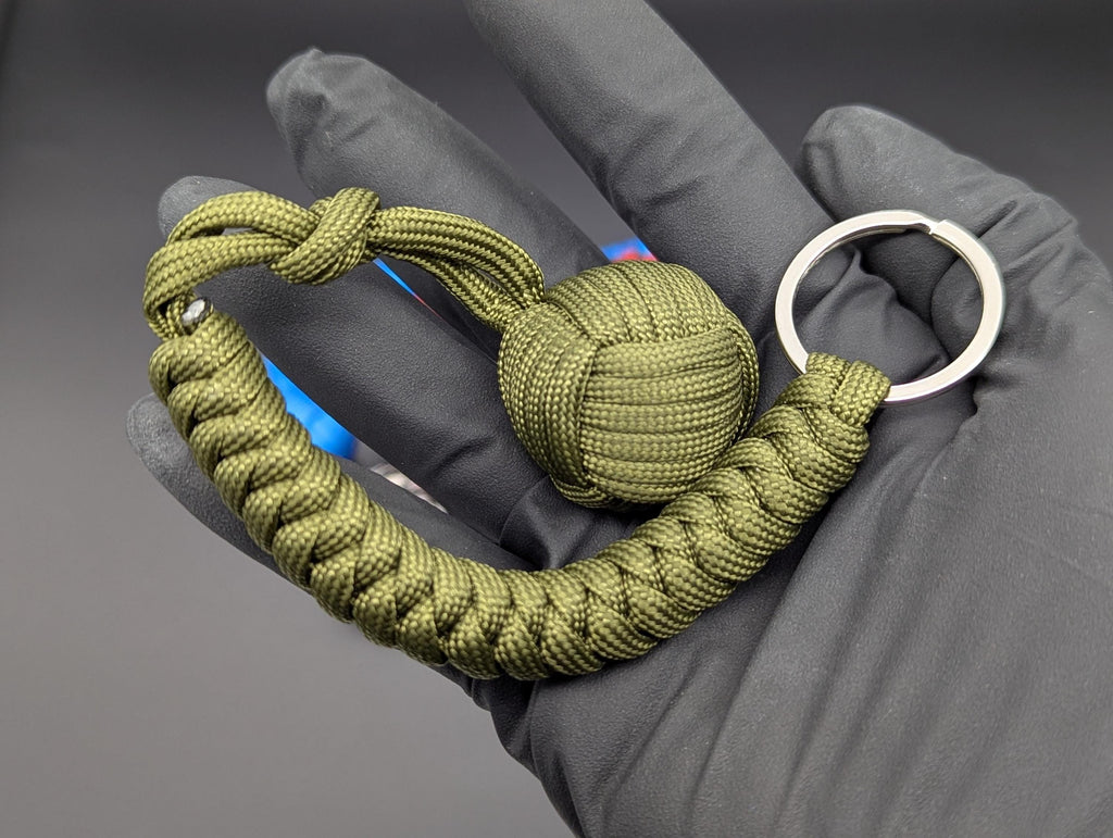 3 Oz Drab Green Paracord Monkey Fist Keyring