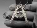 Rifle Style Silver Finish Dangling Earring Set