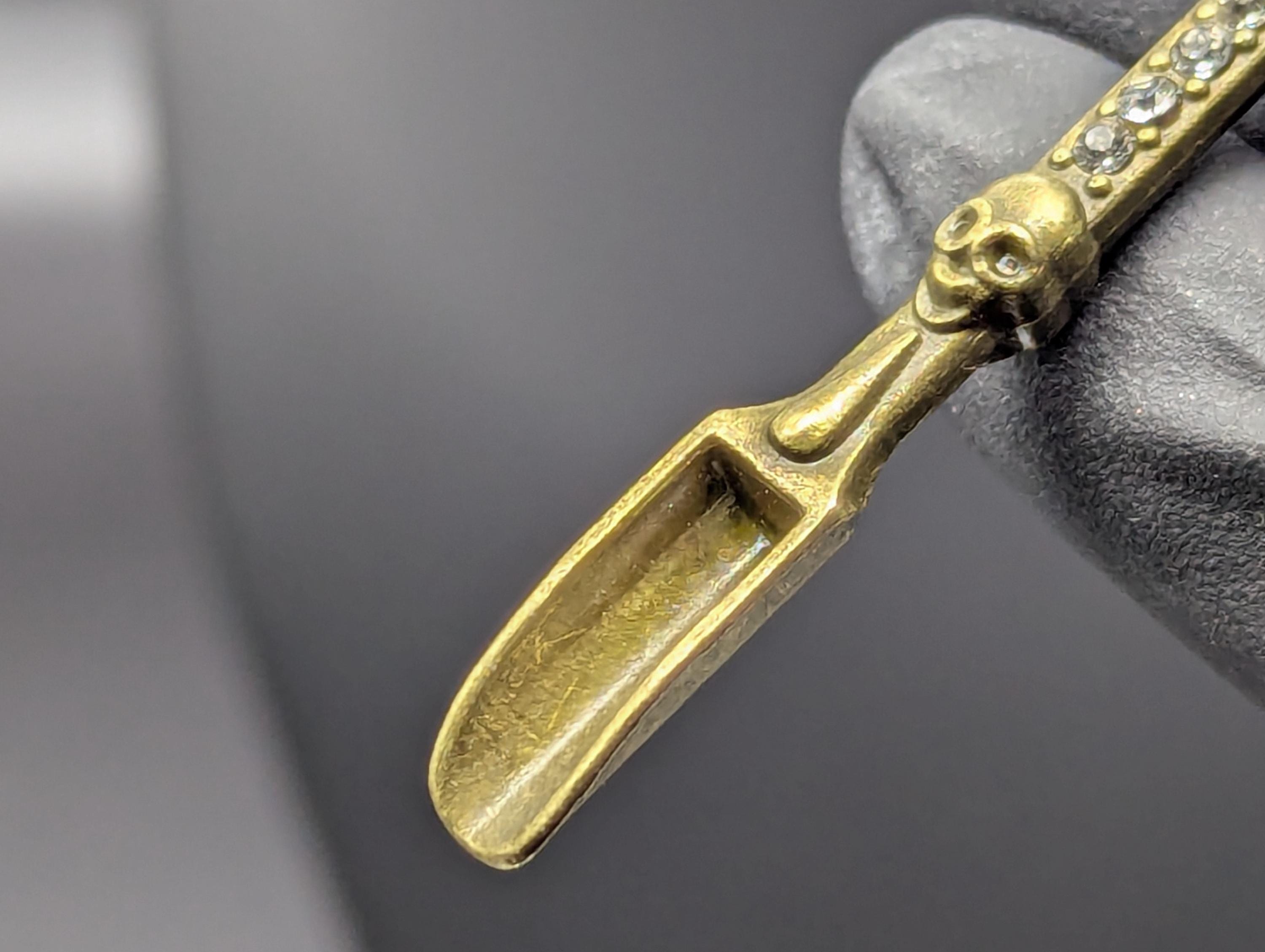 Antiqued Brass Bling Skull Magic Spell Ash Ritual Spoon Keyring
