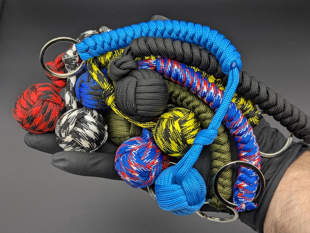 3 Oz Red & Black Paracord Monkey Fist Keyring