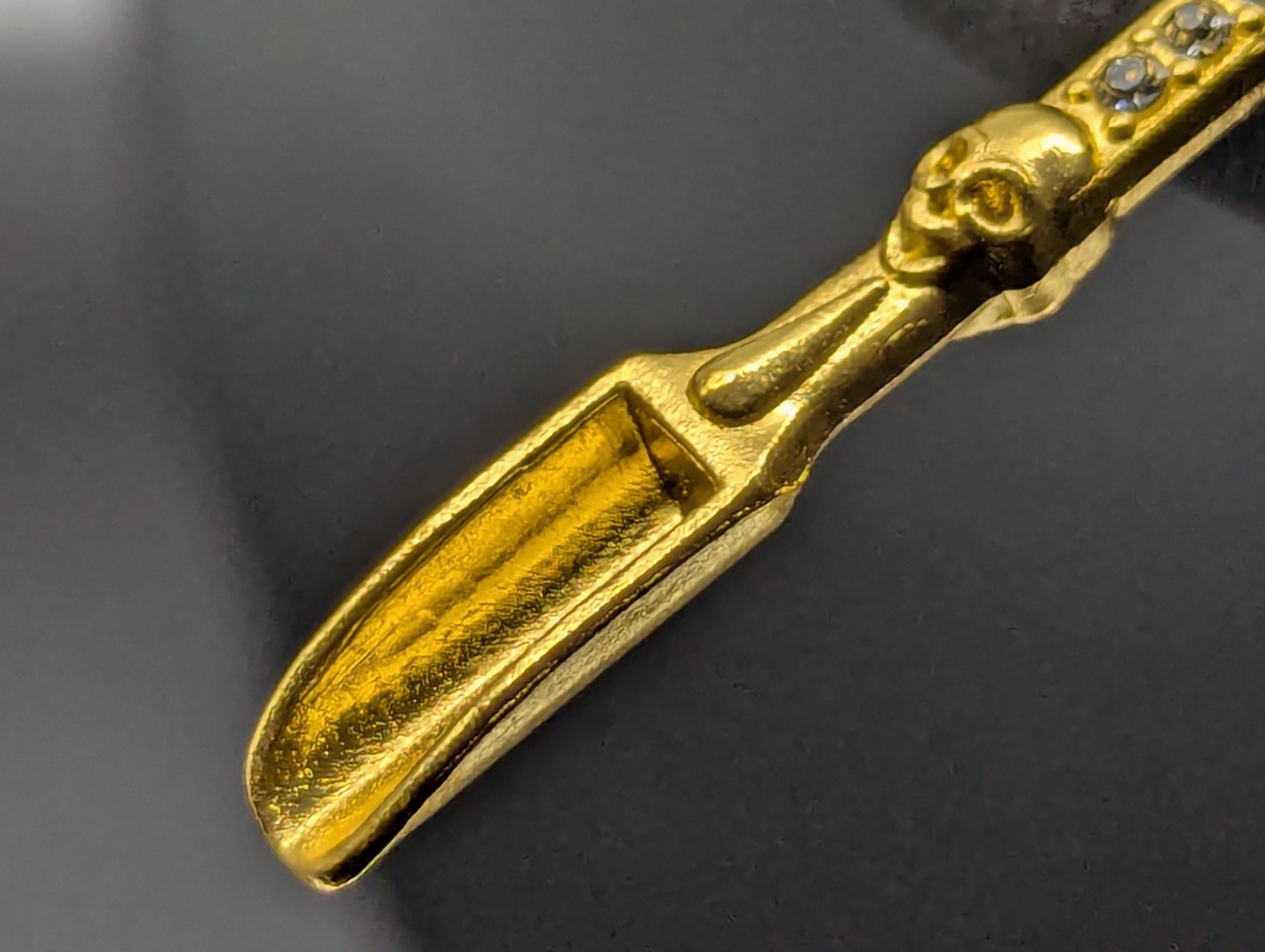 Gold Bling Skull Magic Spell Ash Ritual Spoon Keyring