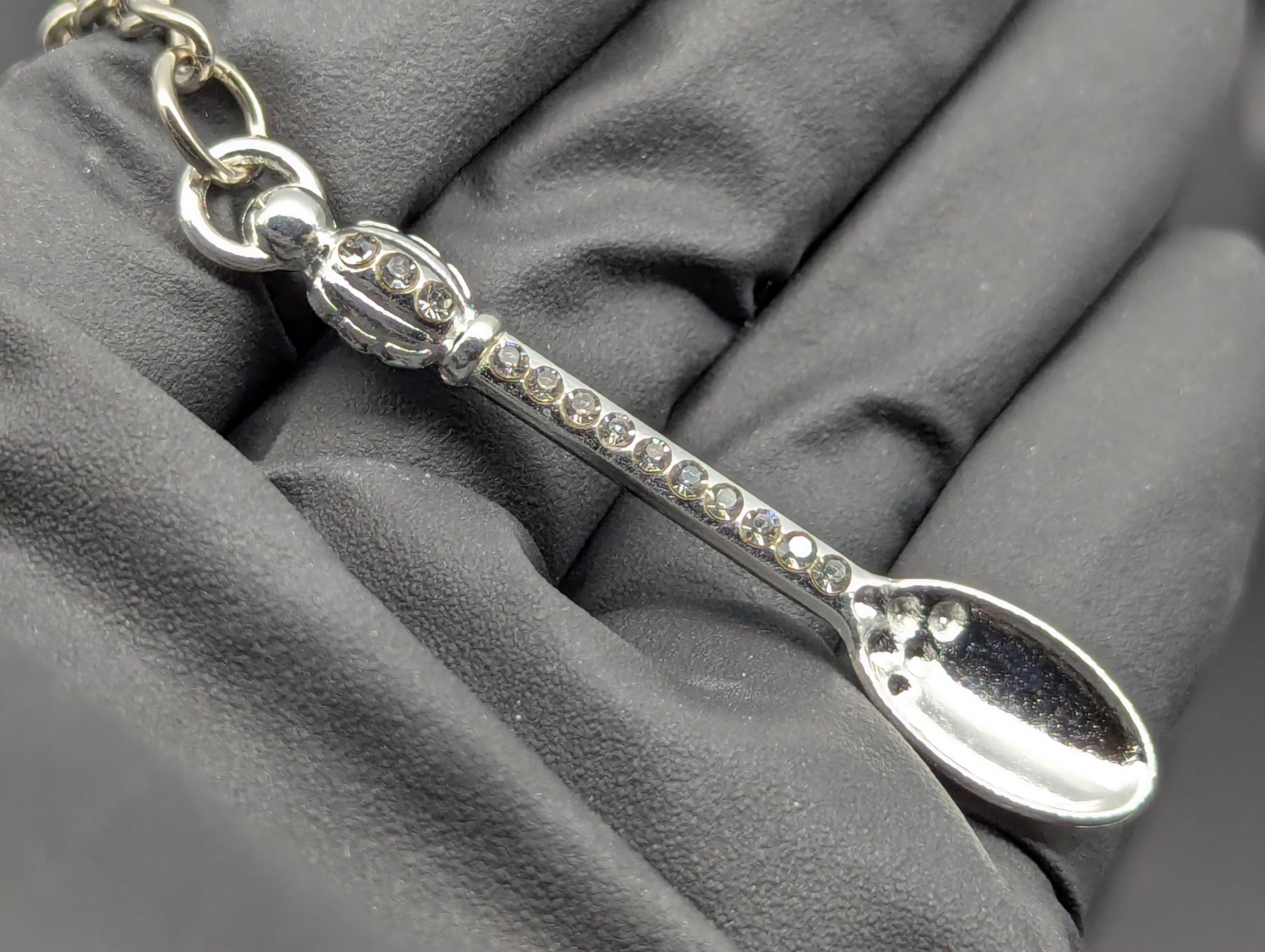 Silver Bling Mini Magic Powder Spoon Keyring
