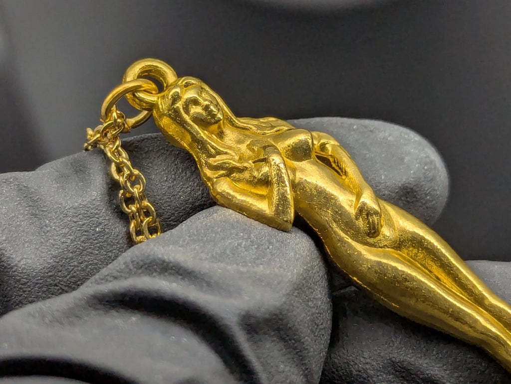 Golden Chalice Powder Spell Spoon Mother Nature Pendant w/ Matching 21" Chain & Ornate Brass Magic Ash Urn Buddha Screw Top Jar