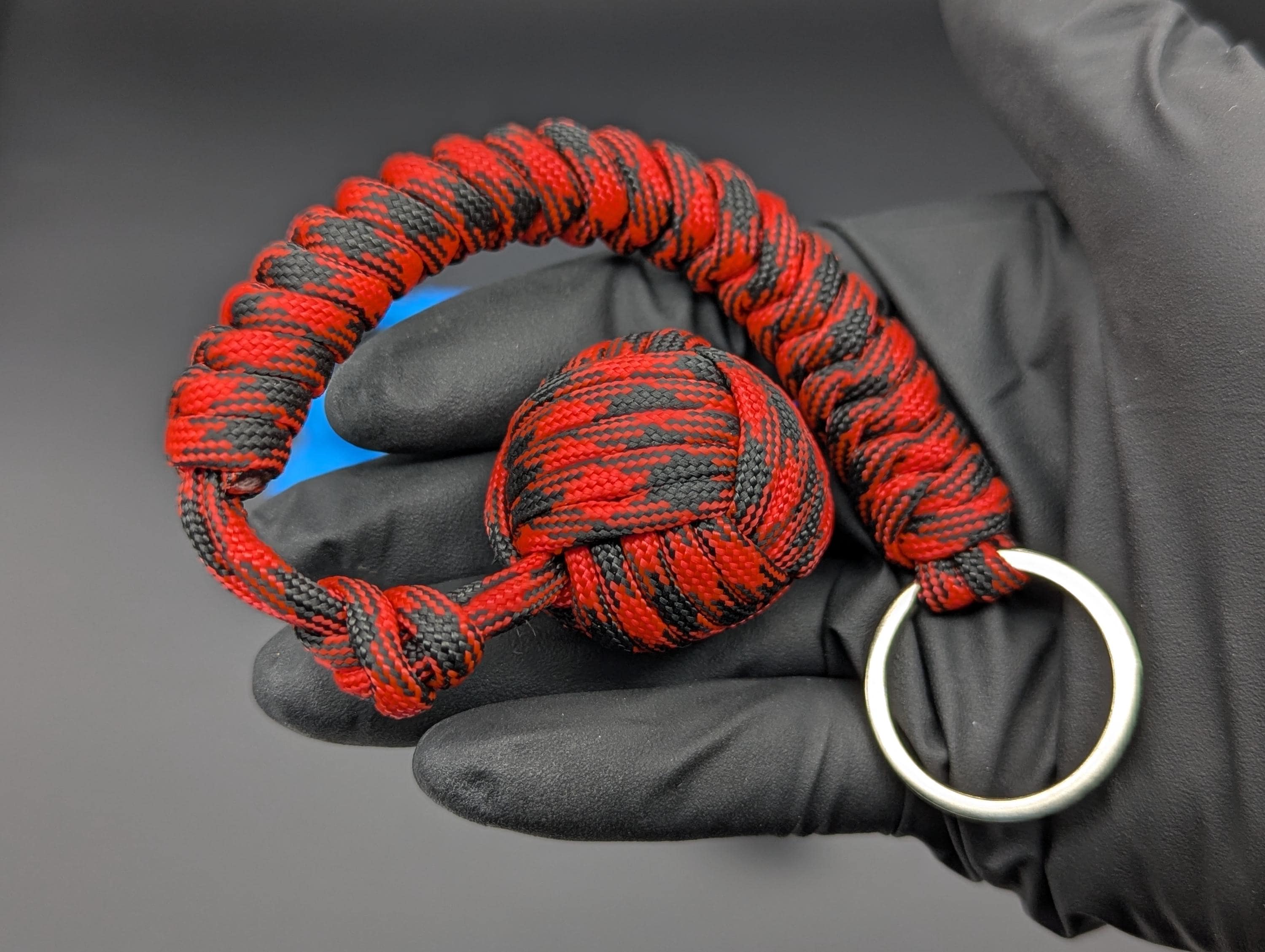 3 Oz Red & Black Paracord Monkey Fist Keyring