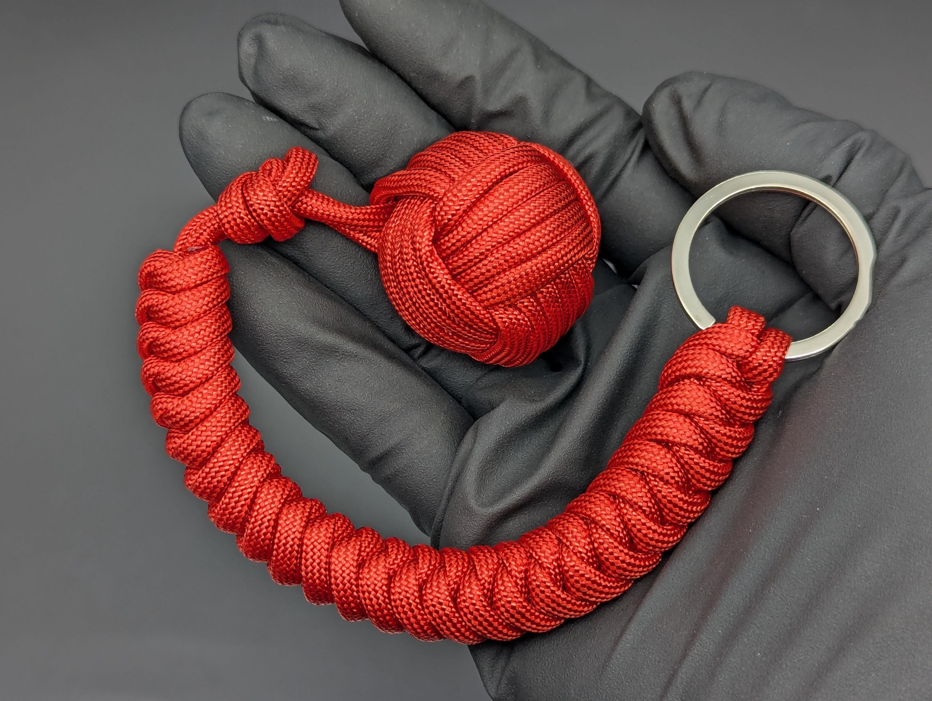 3 Oz Solid Red Paracord Monkey Fist Keyring