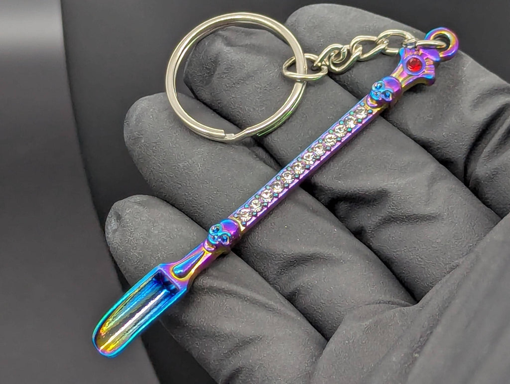 Rainbow Titanium Bling Skull Magic Spell Ash Ritual Spoon Keyring