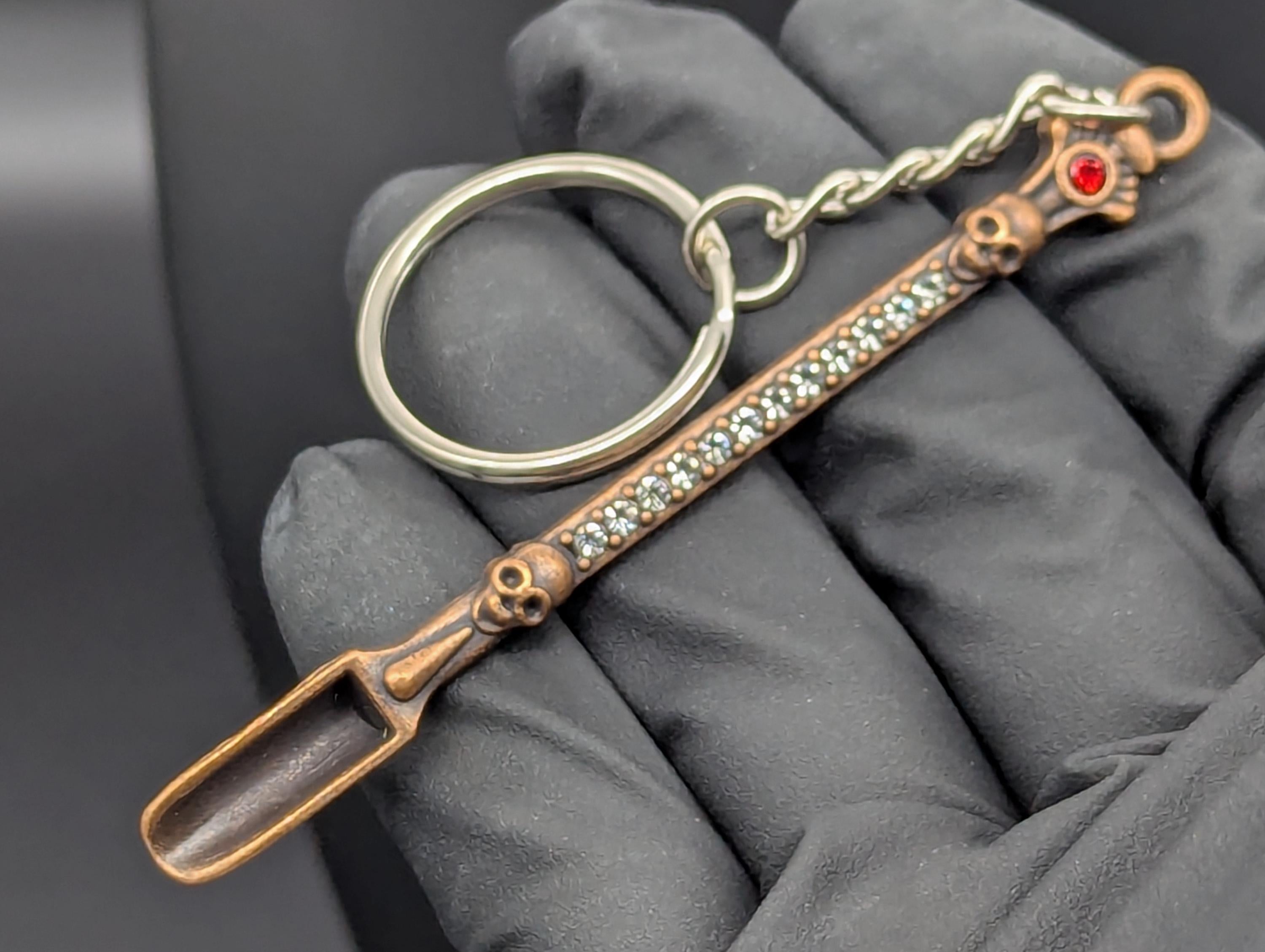 Bronze Bling Skull Magic Spell Ash Ritual Spoon Keyring