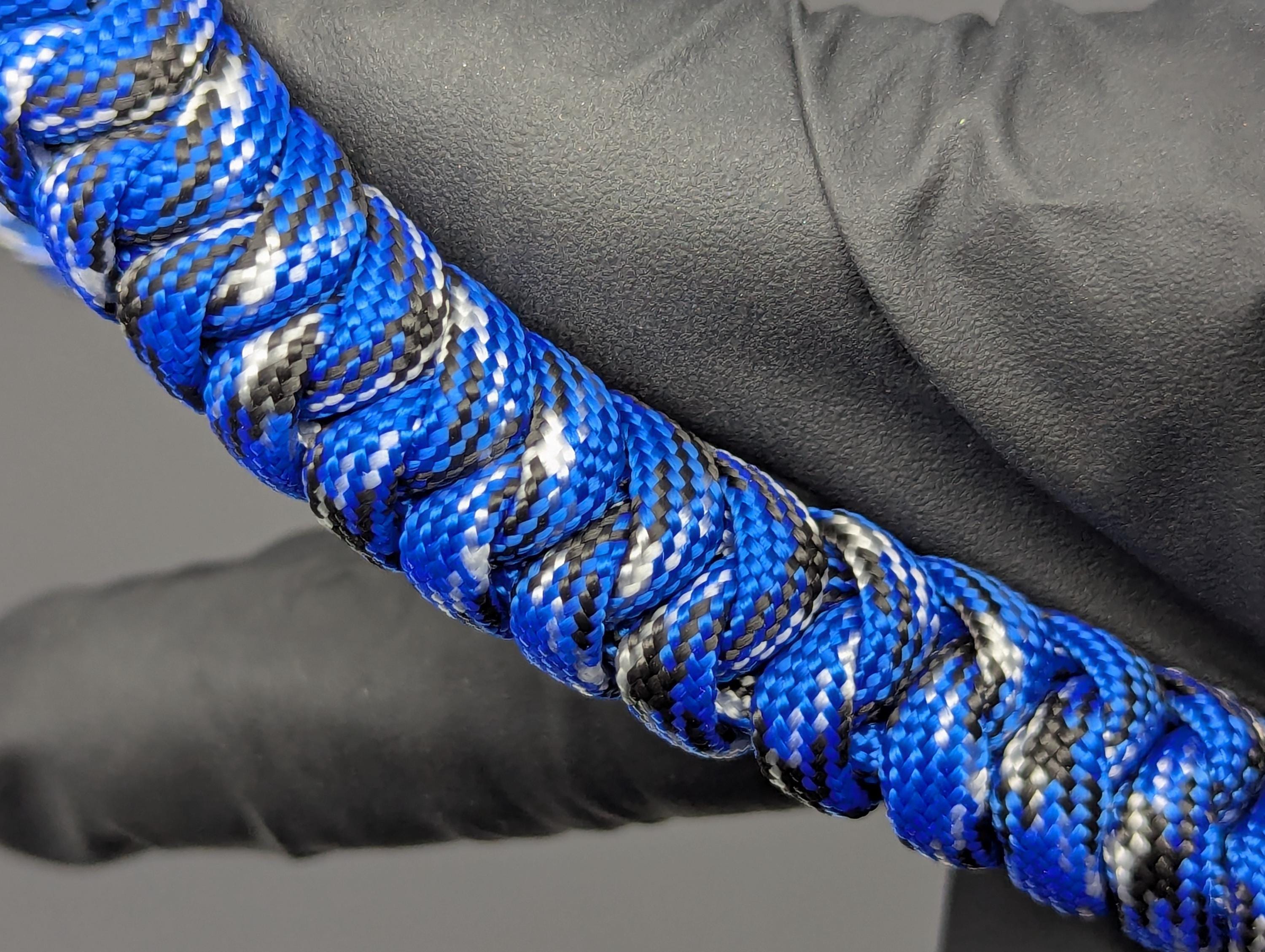 3 Oz Blue White & Black Paracord Monkey Fist Keyring