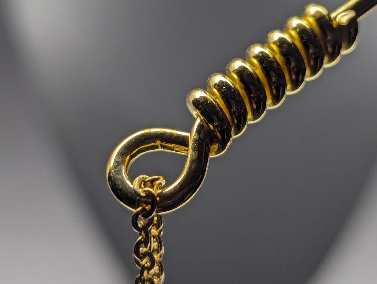 Gold Wire Wrapped Spoon Pendant w/ Matching 22" Chain & XL Large Screw Top Magic Powder Brass Jar