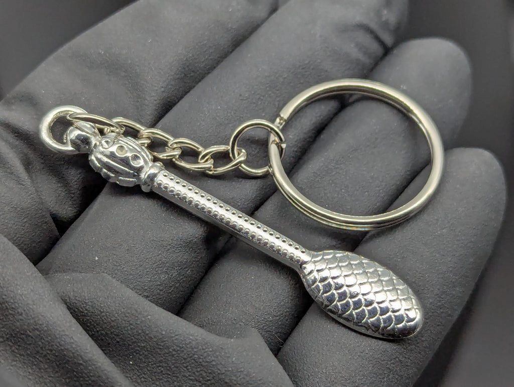 Silver Bling Mini Magic Powder Spoon Keyring