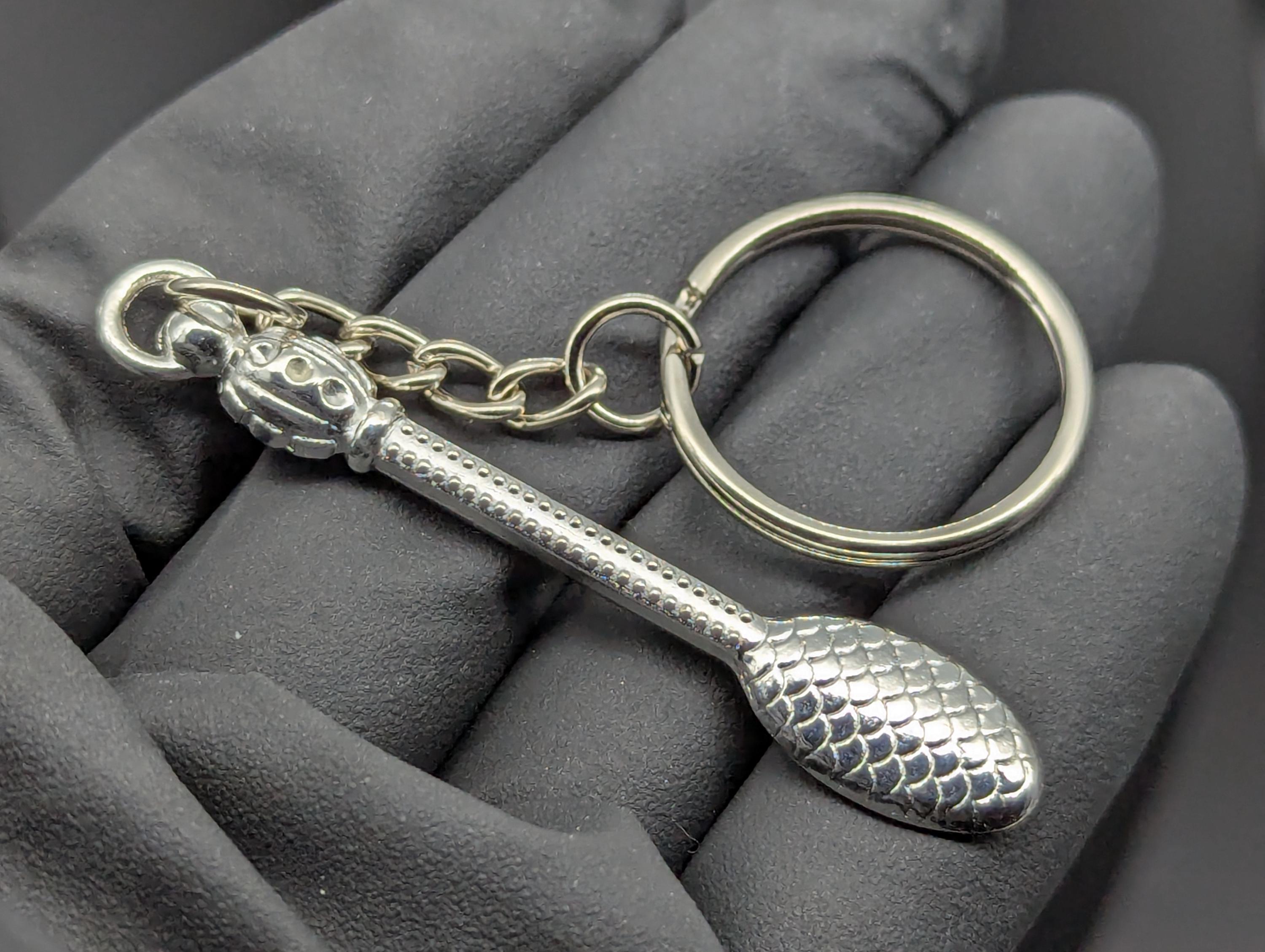 Silver Bling Mini Magic Powder Spoon Keyring