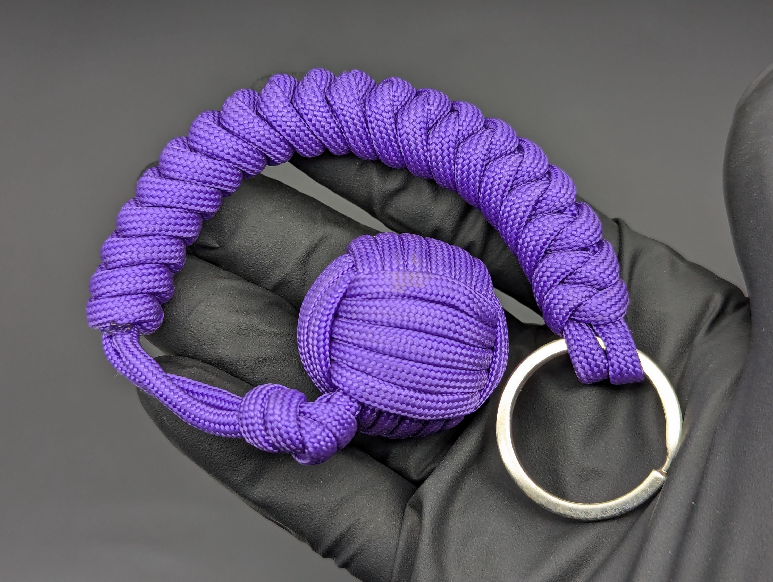 3 Oz Solid Purple Paracord Monkey Fist Keyring