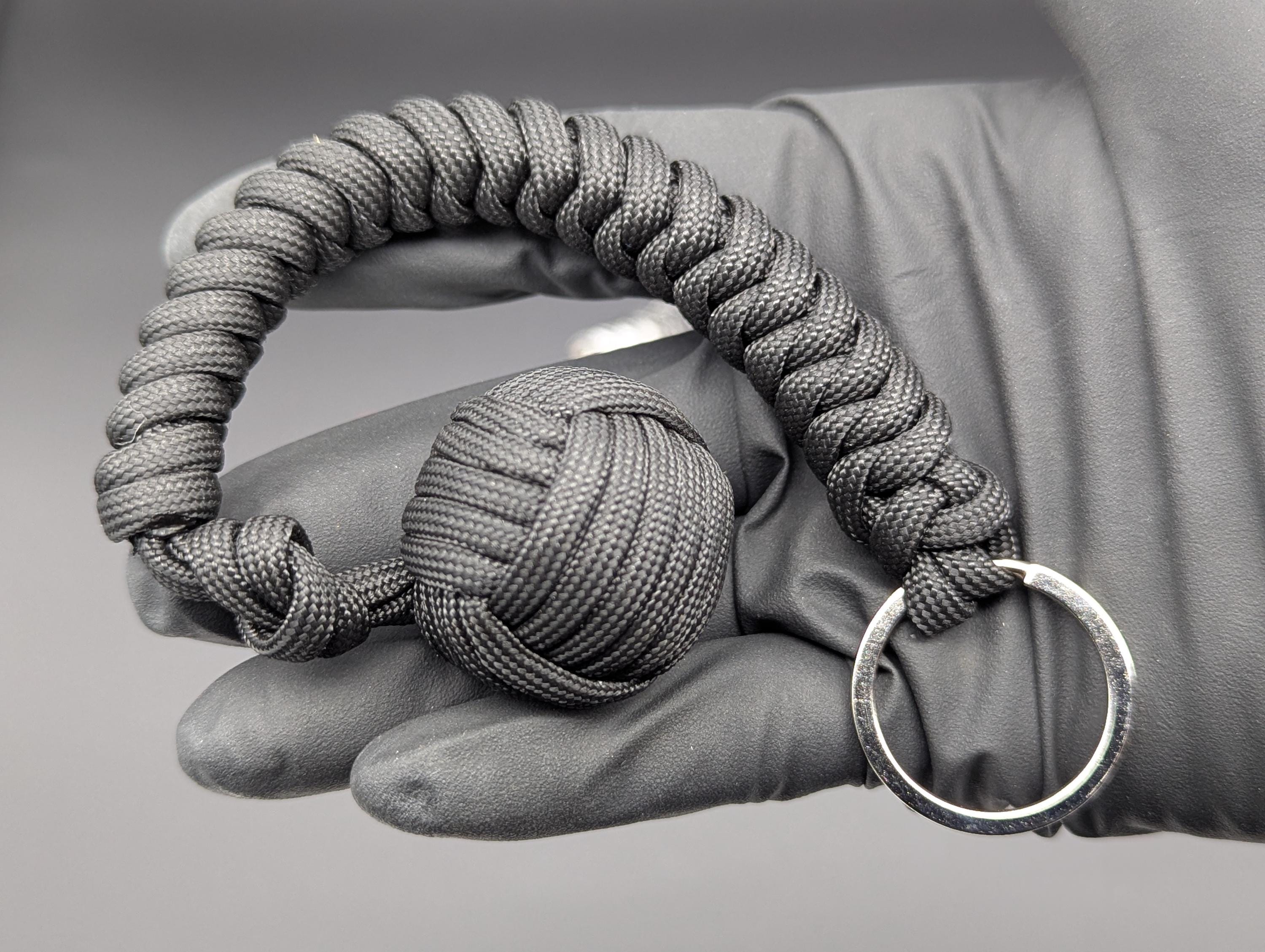 3 Oz Solid Black Paracord Monkey Fist Keyring