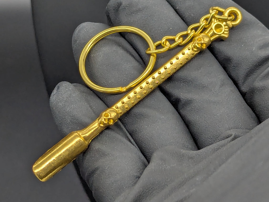 Gold Bling Skull Magic Spell Ash Ritual Spoon Keyring