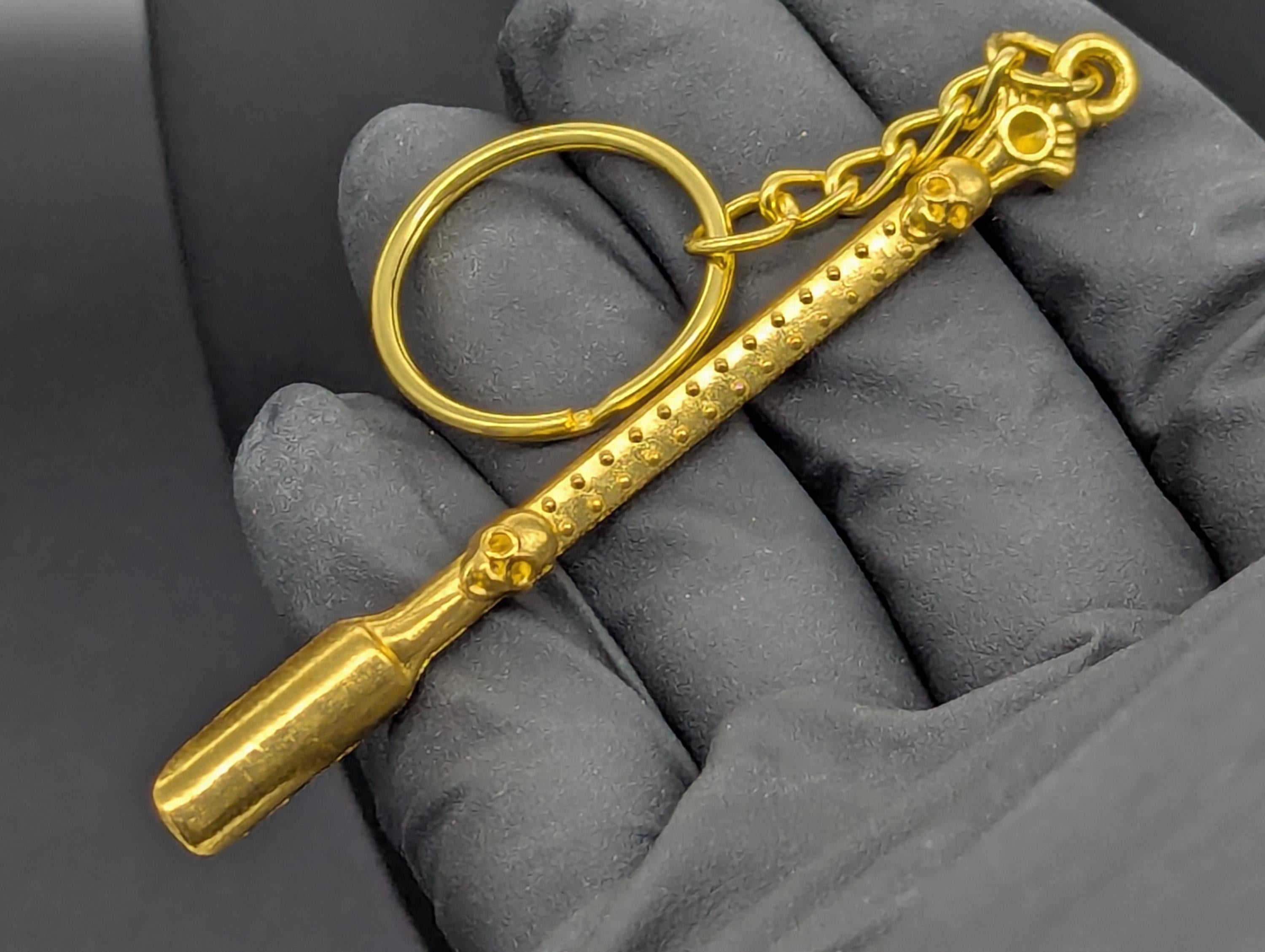 Gold Bling Skull Magic Spell Ash Ritual Spoon Keyring