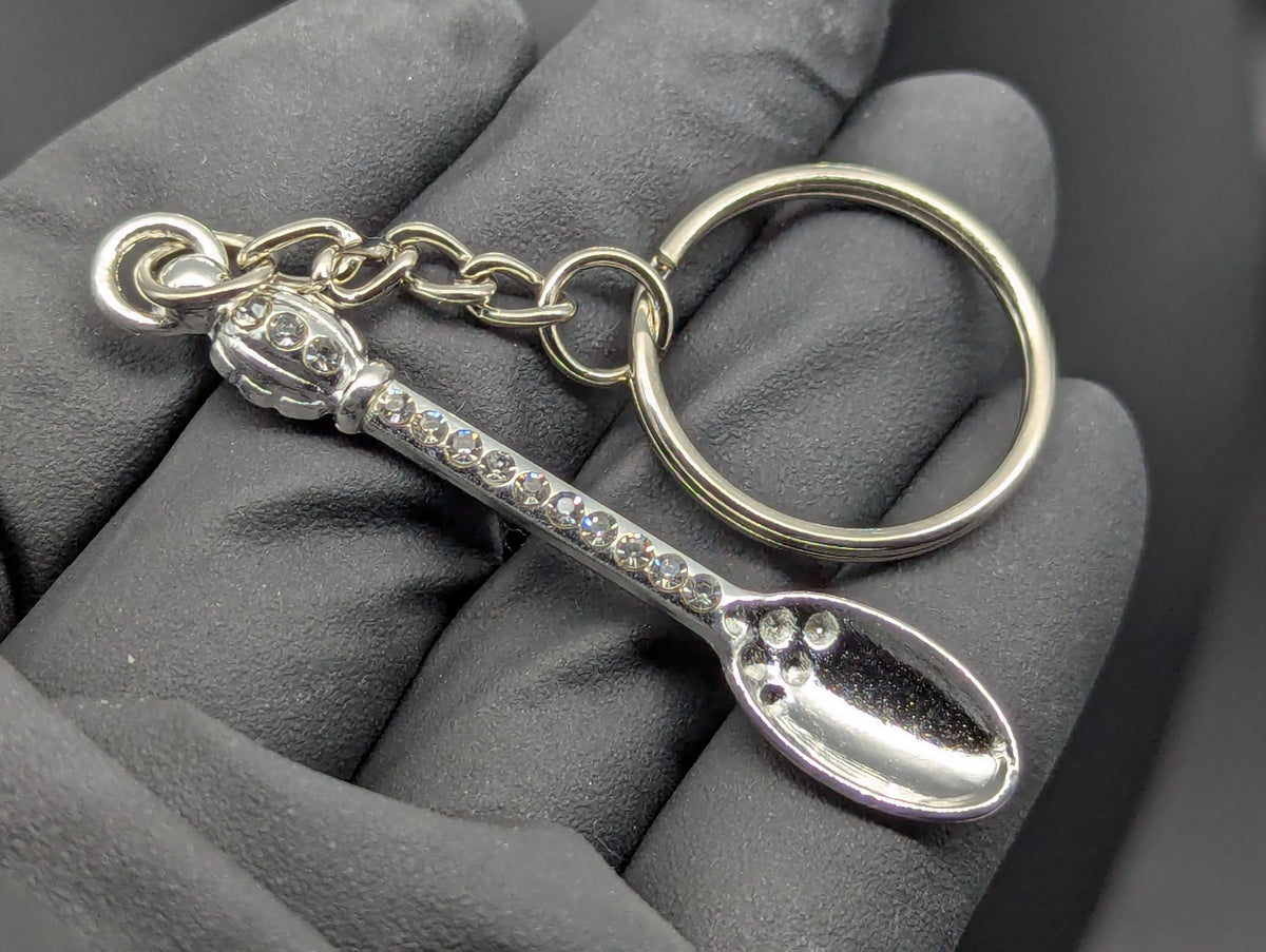 Silver Bling Mini Magic Powder Spoon Keyring