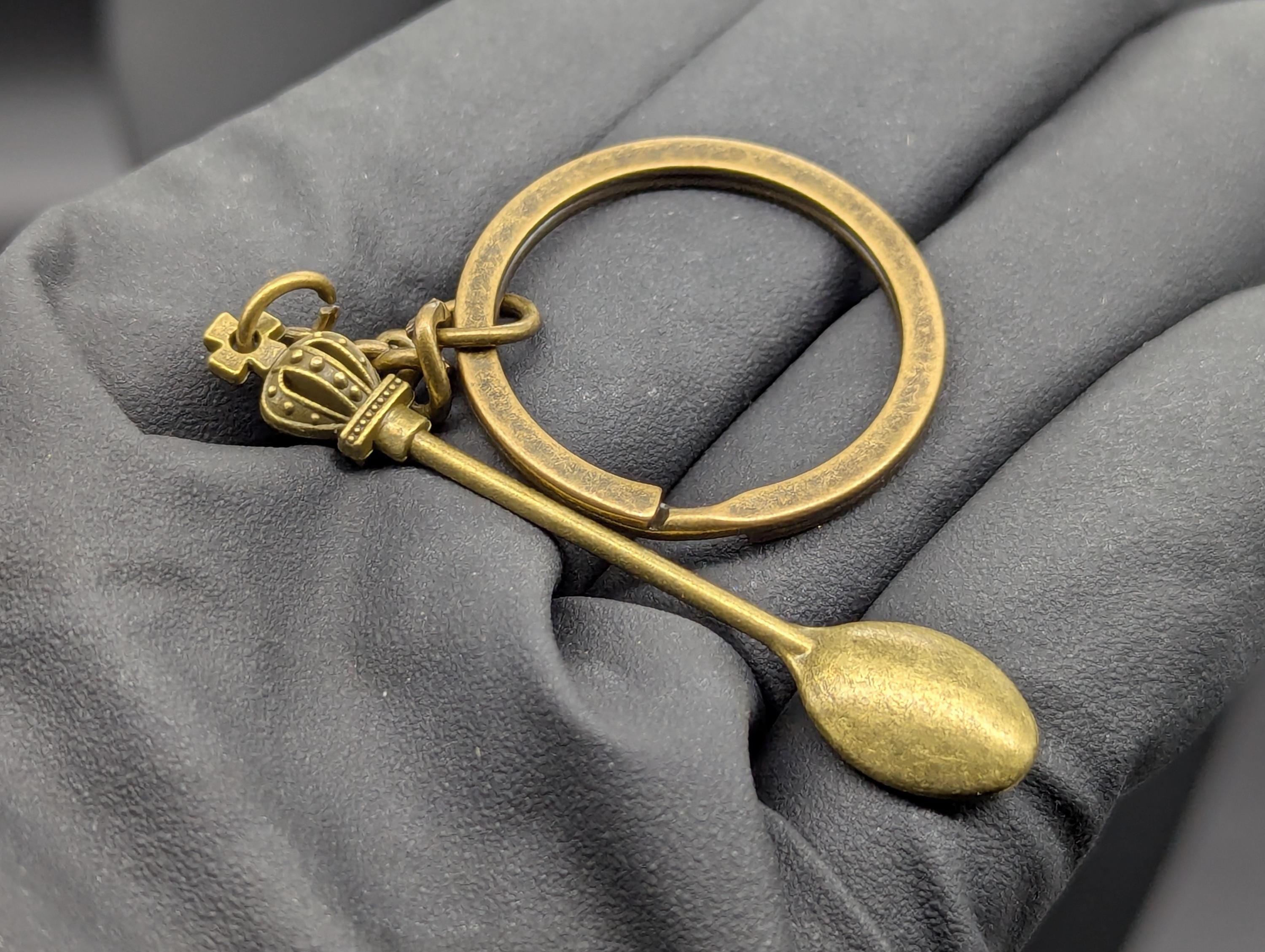 Antiqued Bronze Style Mini Spoon Keyring