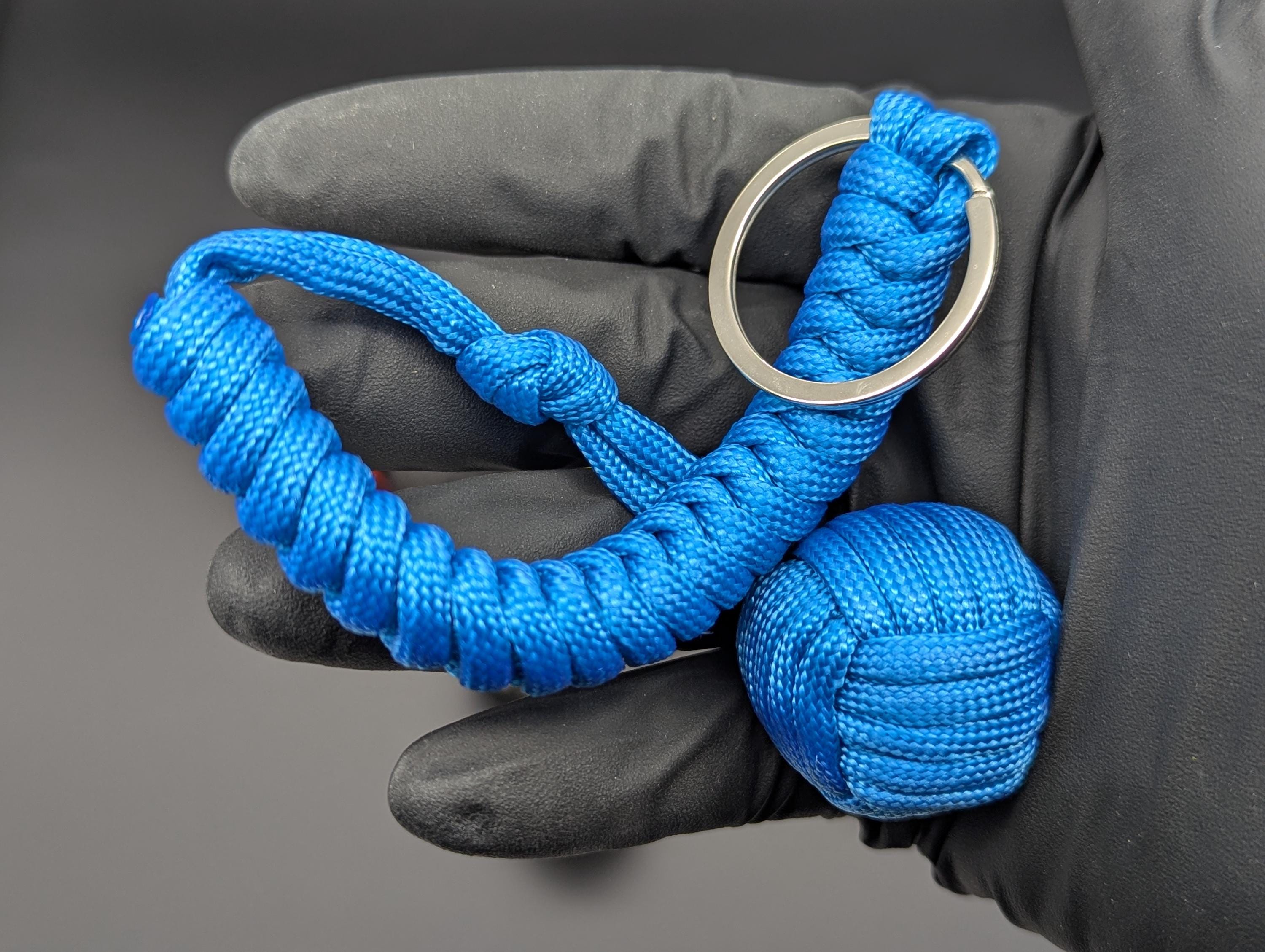 3 Oz Sky Blue Paracord Monkey Fist Keyring