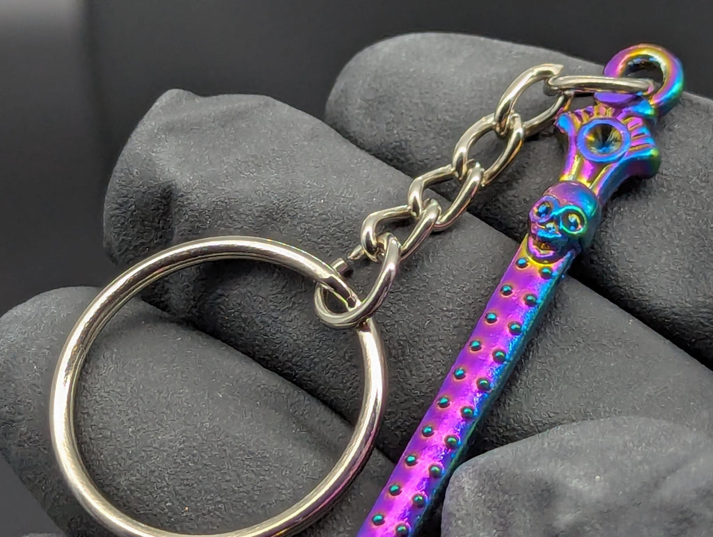 Rainbow Titanium Bling Skull Magic Spell Ash Ritual Spoon Keyring