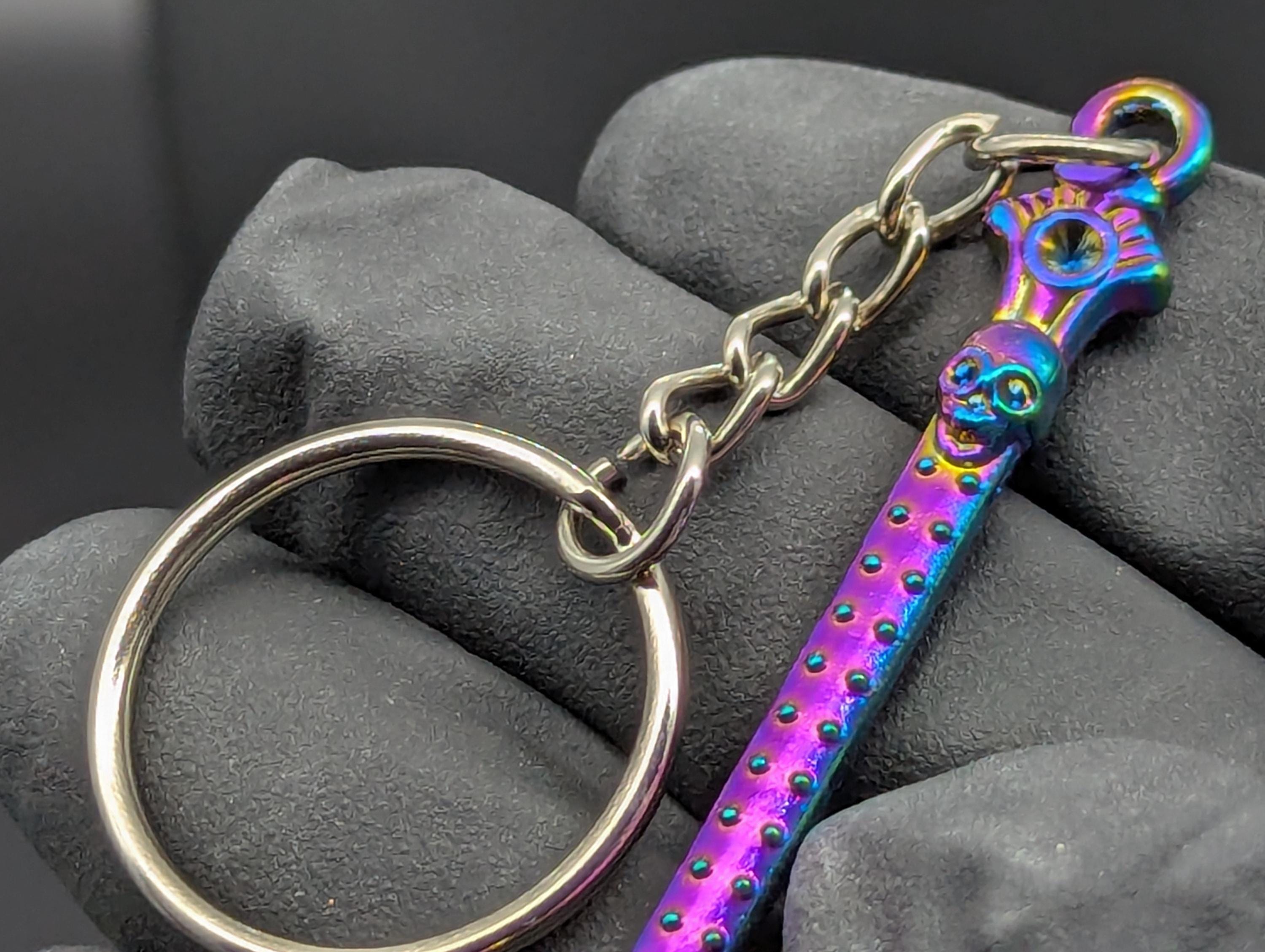 Rainbow Titanium Bling Skull Magic Spell Ash Ritual Spoon Keyring