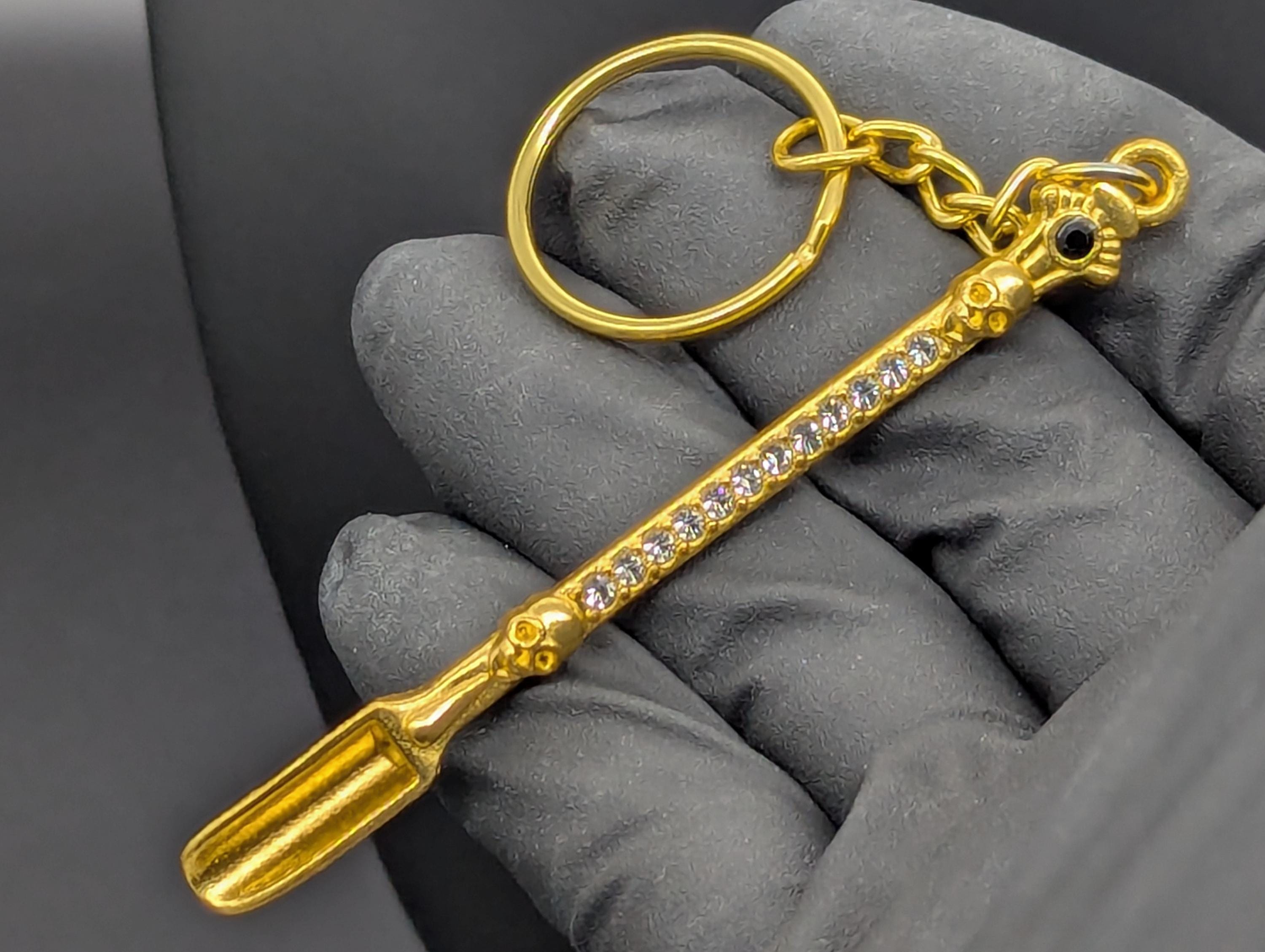 Gold Bling Skull Magic Spell Ash Ritual Spoon Keyring