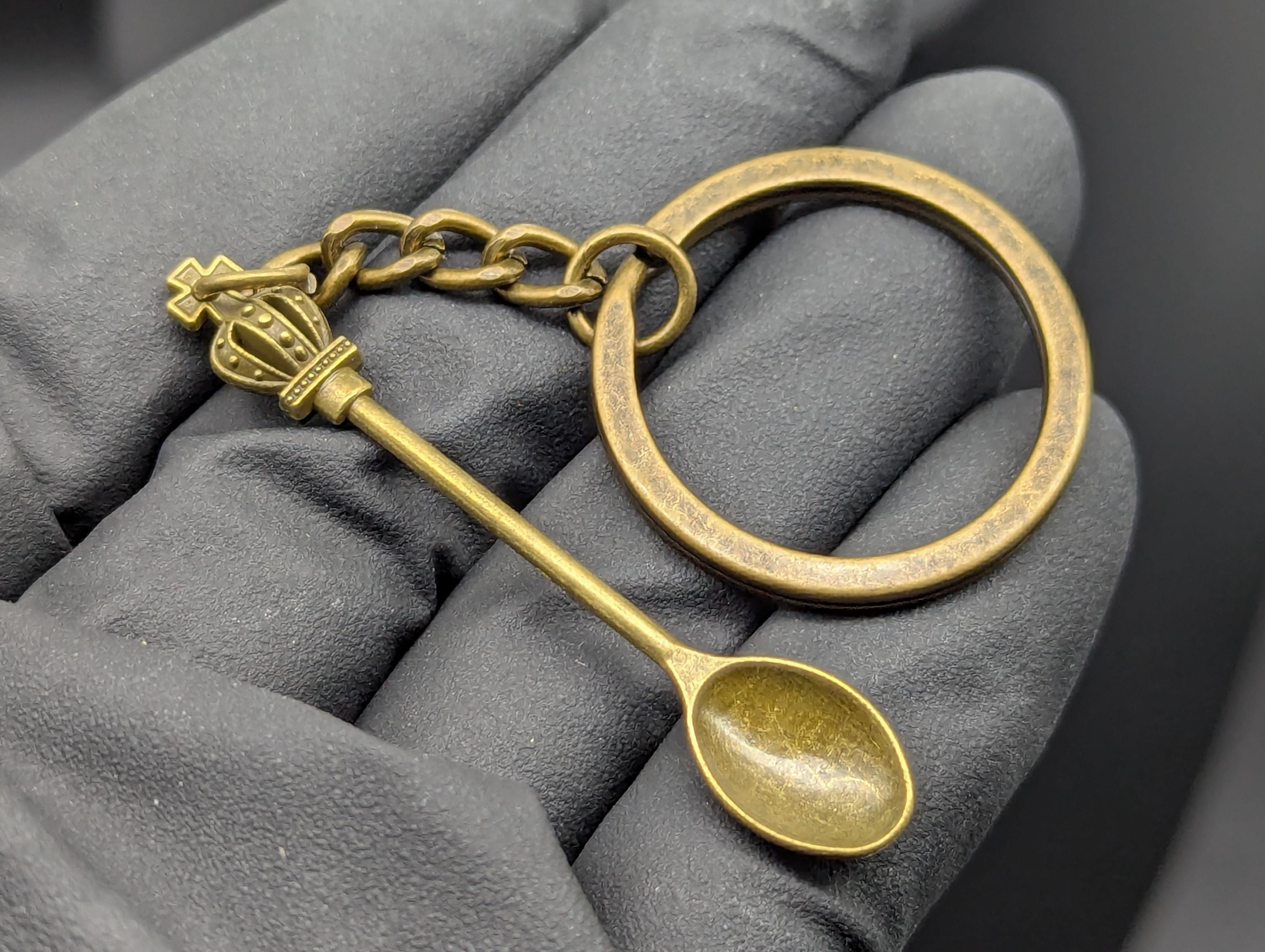 Antiqued Bronze Style Mini Spoon Keyring