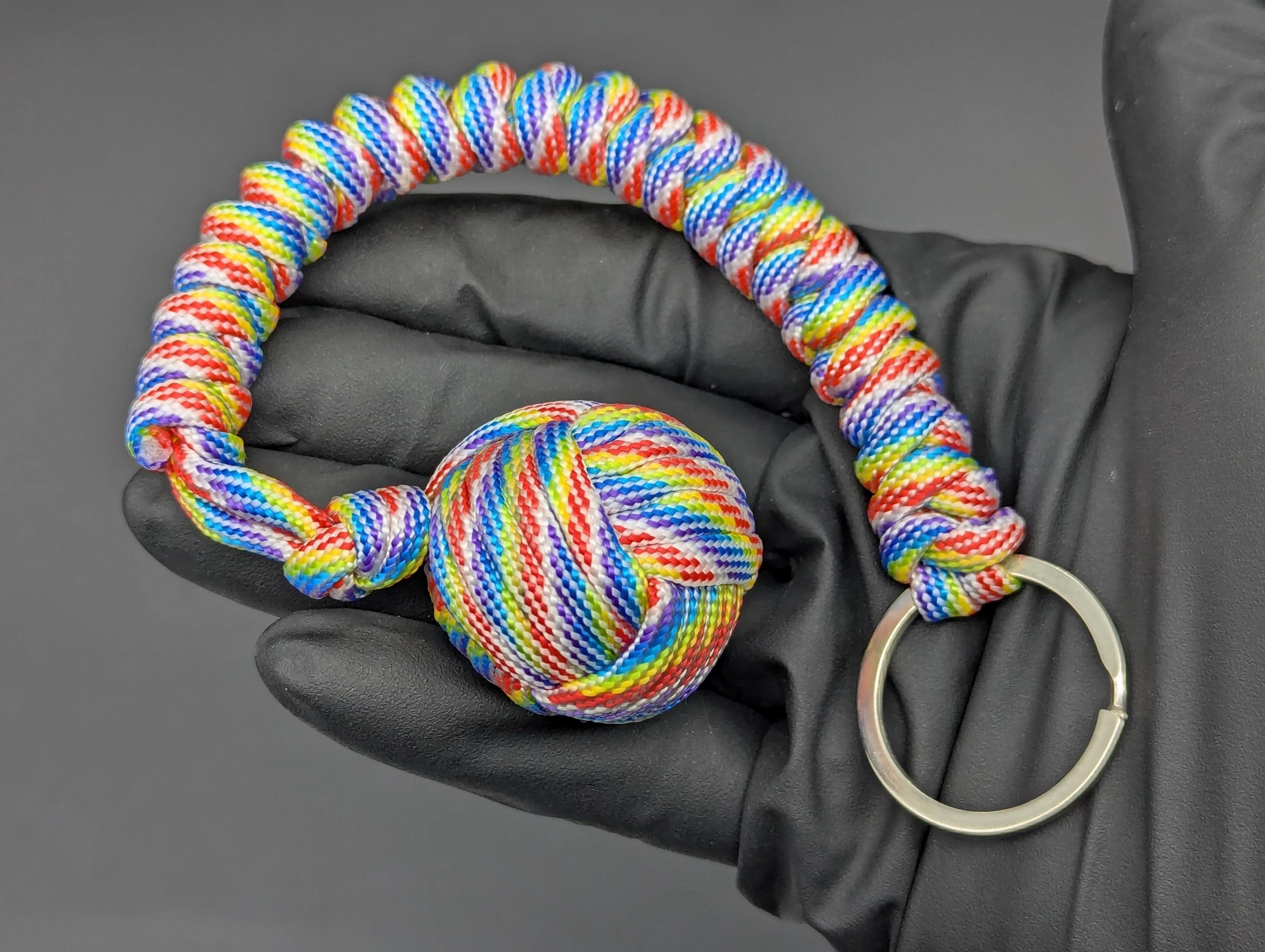 3 Oz Rainbow Paracord Monkey Fist Keyring