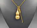 Gold Wire Wrapped Spoon Pendant w/ Matching 22" Chain & XL Large Screw Top Magic Powder Brass Jar
