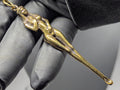 Antiqued Brass Retro Burlesque Risque Nudie Girl Spoon Keyring