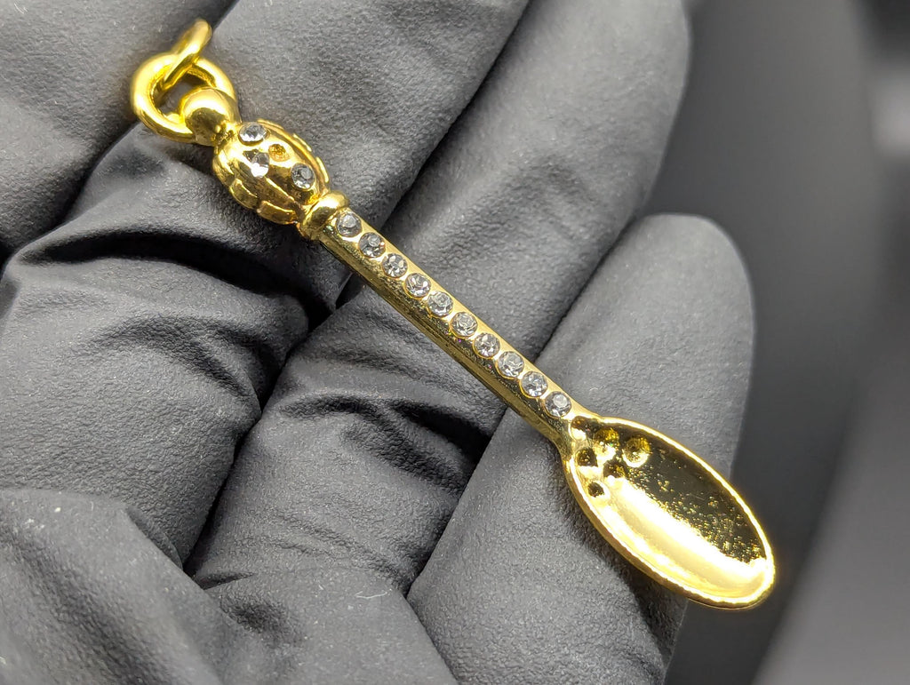 Gold Bling Mini Magic Powder Spoon Keyring