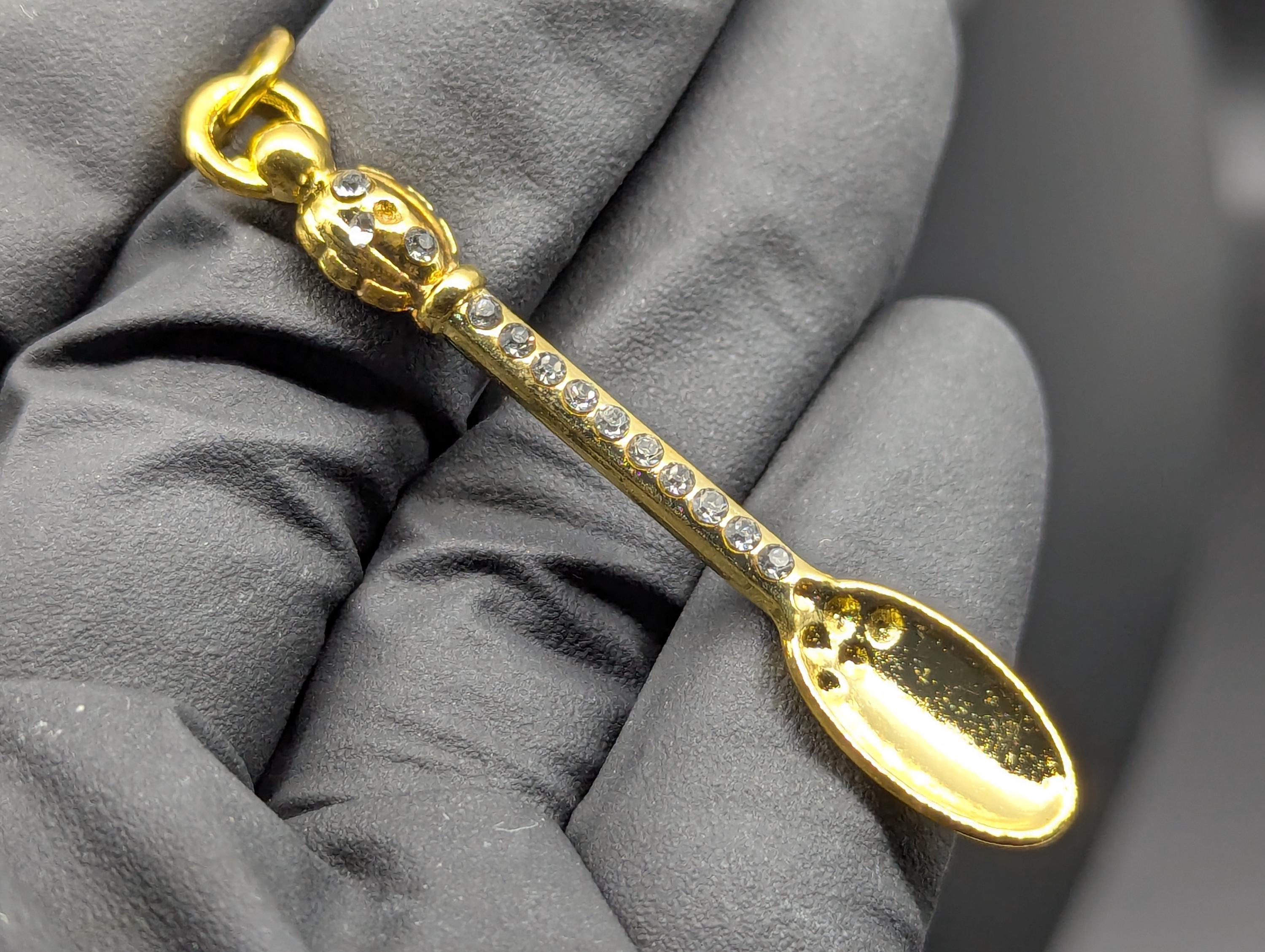 Gold Bling Mini Magic Powder Spoon Keyring