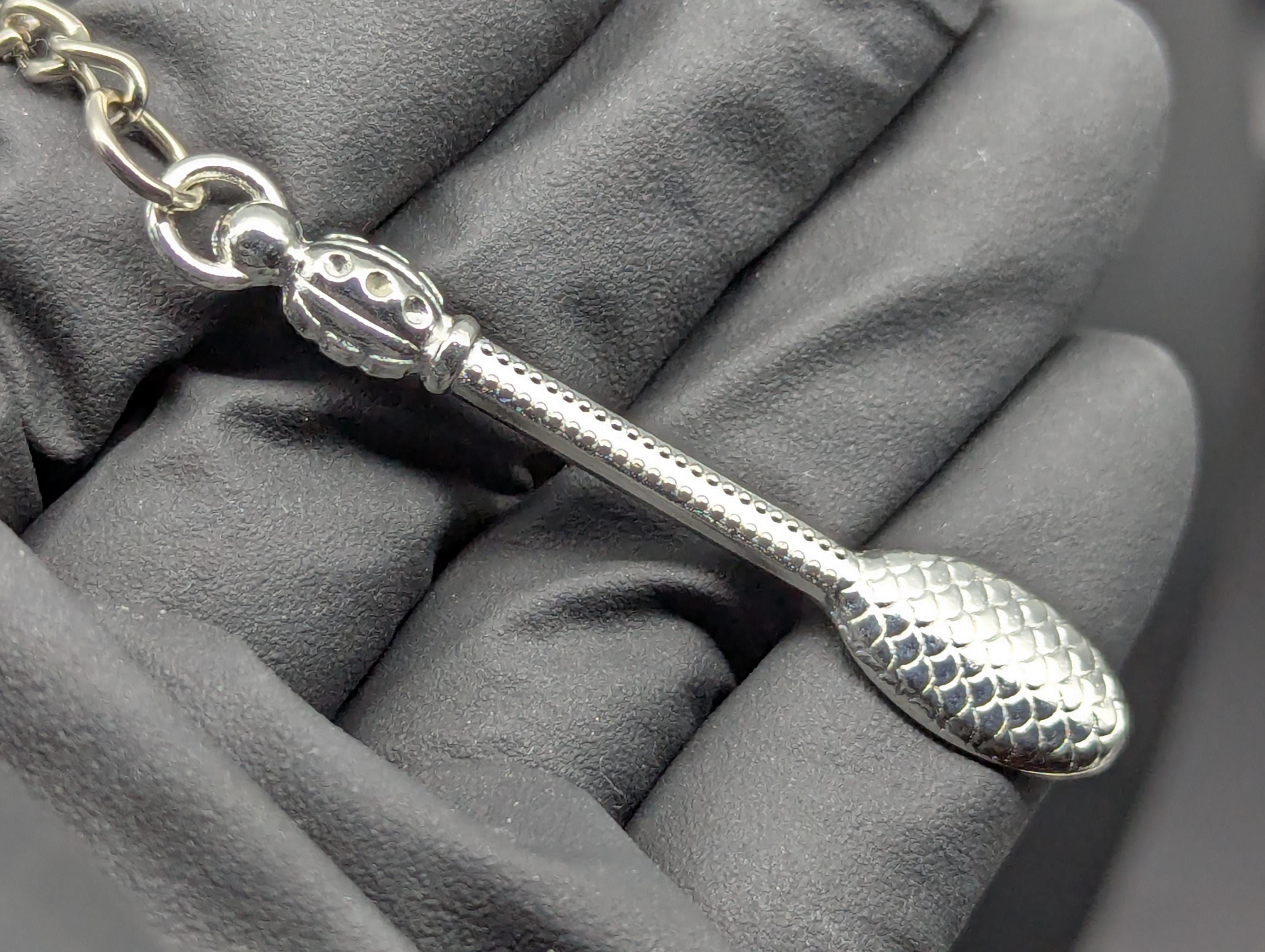 Silver Bling Mini Magic Powder Spoon Keyring