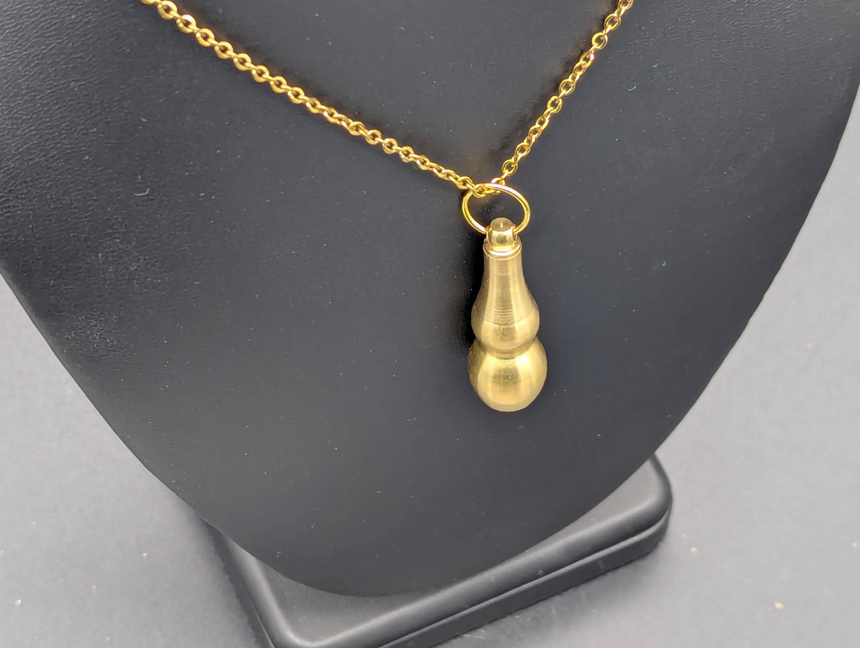 22" Gold Tone EDC Rave Screw Top Magic Ash Urn & Mini Spoon Necklace Combo