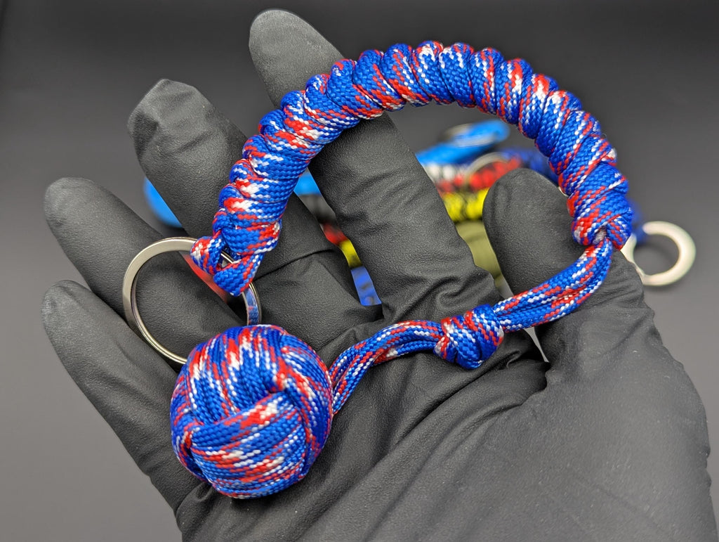 3 Oz Red White & Blue Paracord Monkey Fist Keyring