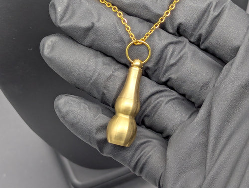 22" Gold Tone EDC Rave Screw Top Magic Ash Urn & Mini Spoon Necklace Combo