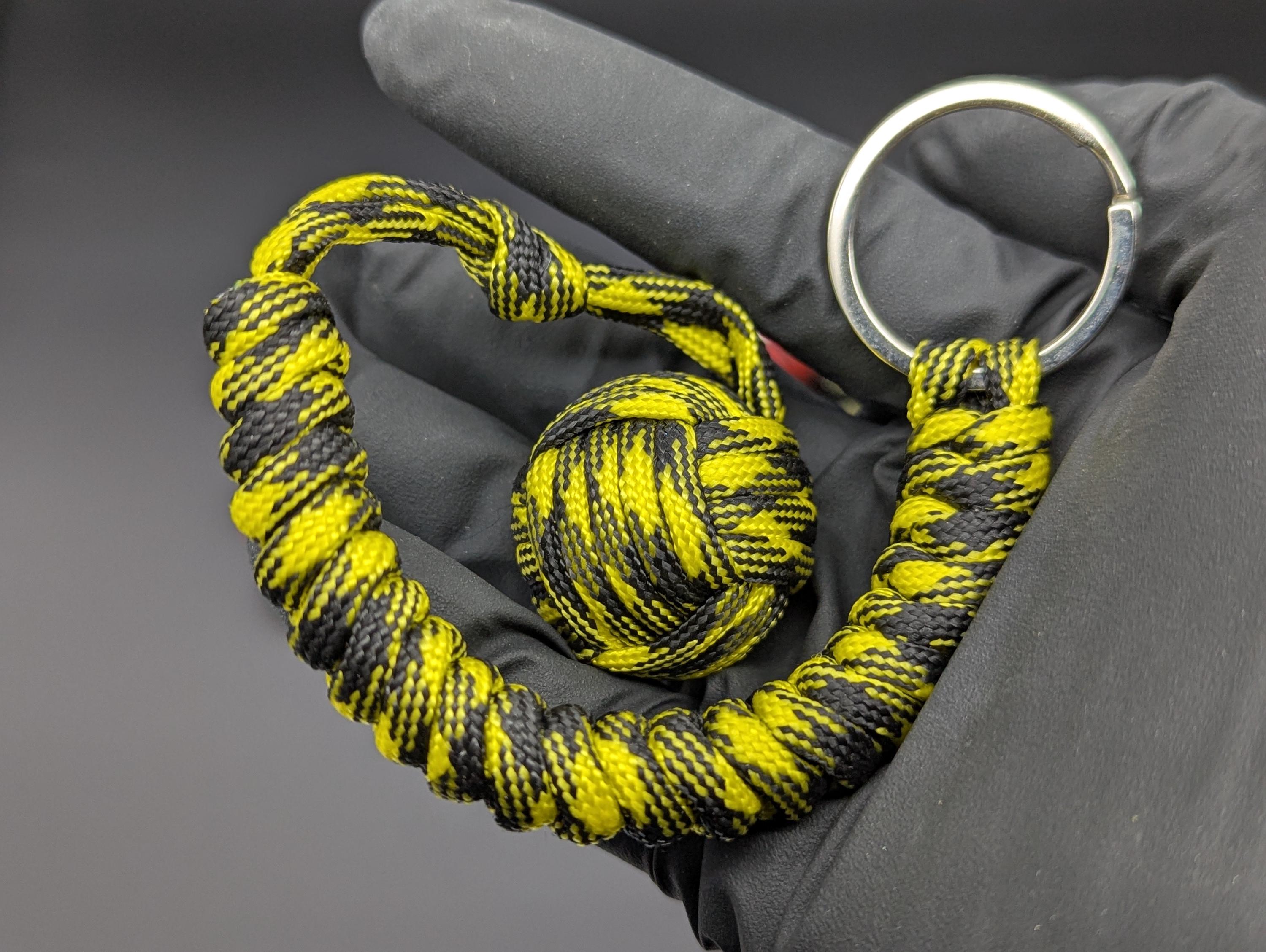 3 Oz Yellow & Black Paracord Monkey Fist Keyring