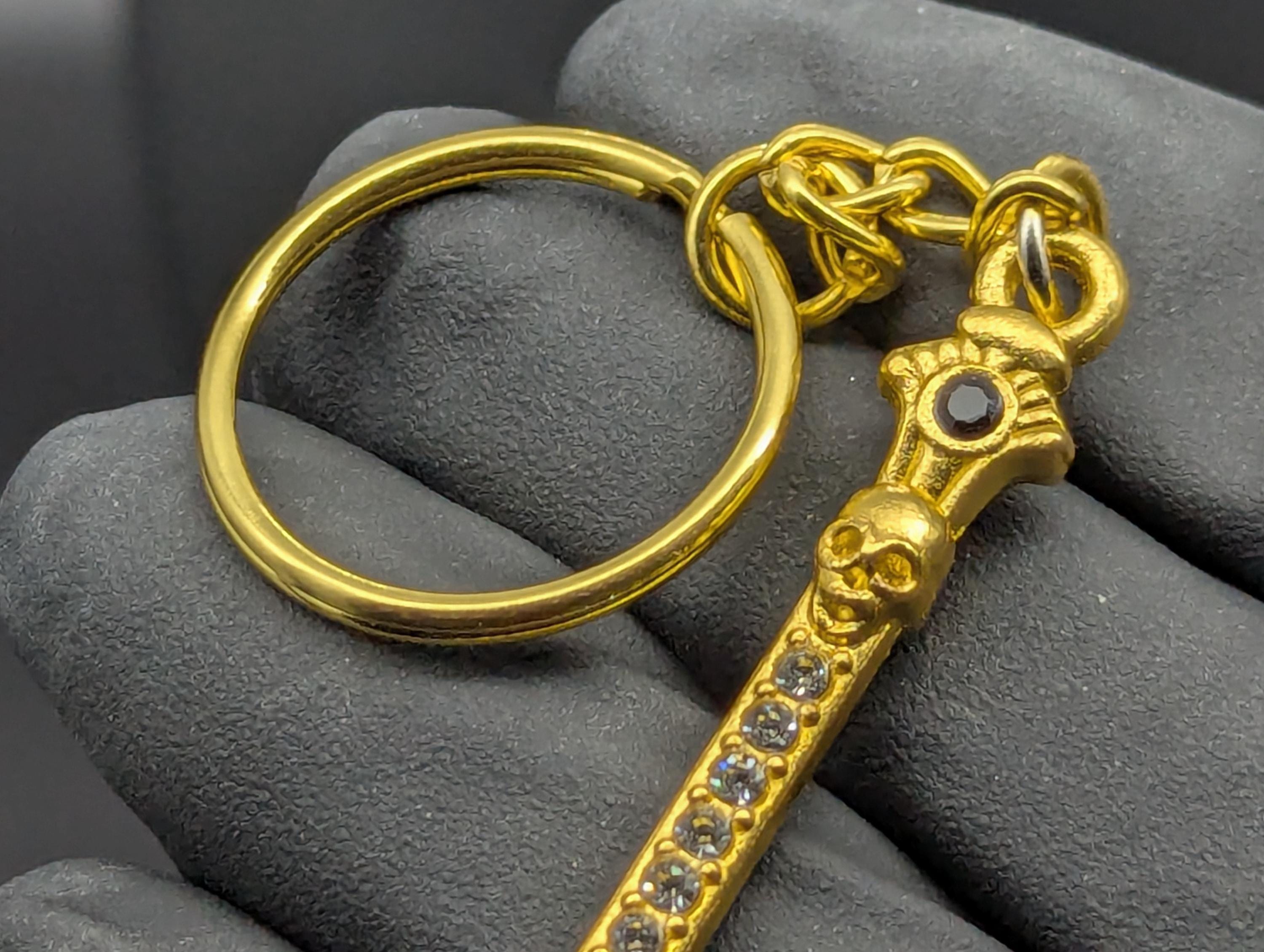 Gold Bling Skull Magic Spell Ash Ritual Spoon Keyring
